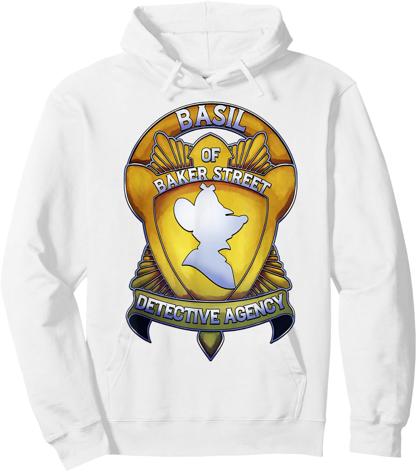 Disney The Great Mouse Detective Basil Of Baker Street Badge Hoodie - Hoodie | White