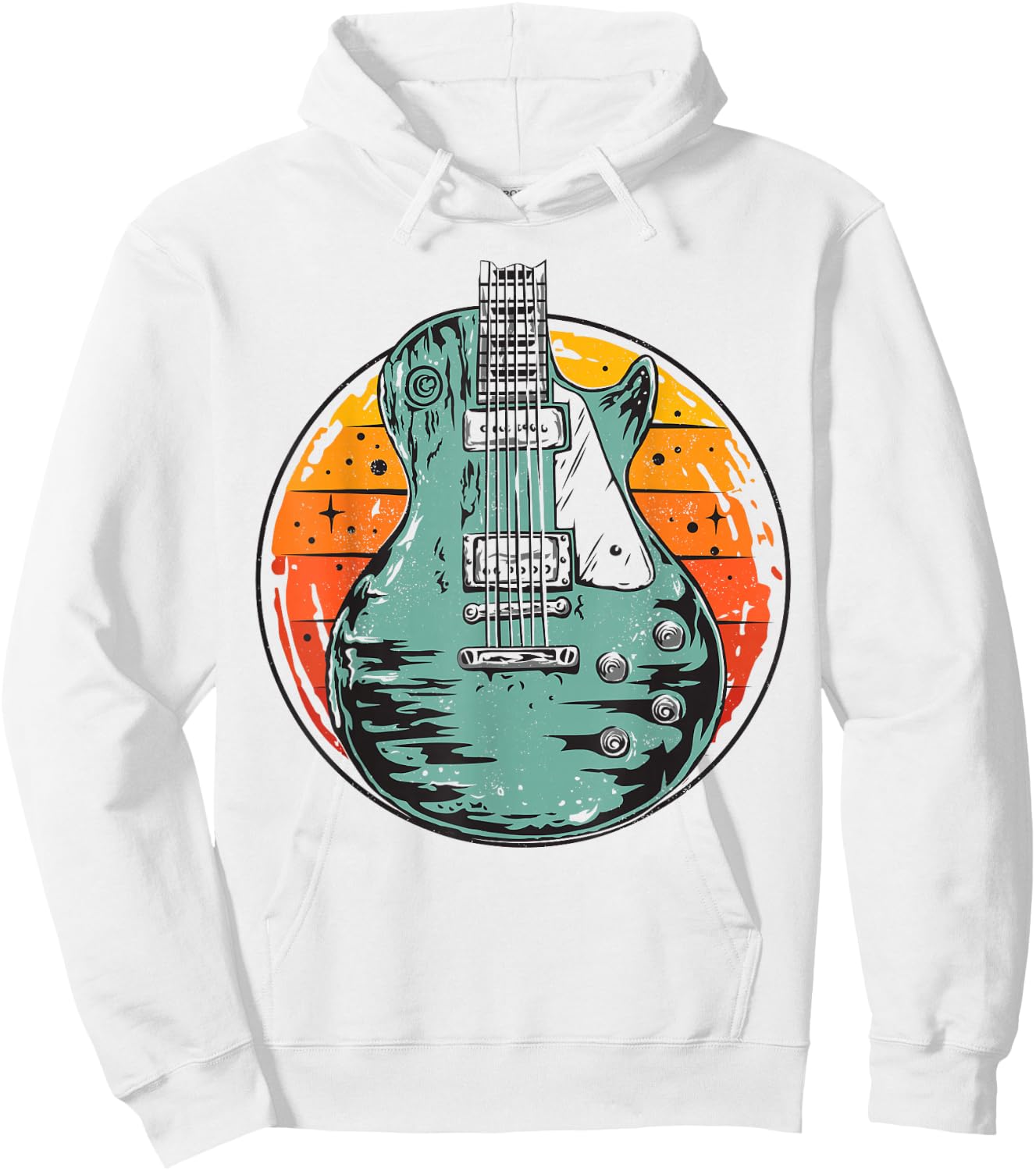 Electric Guitar Retro Sunset Vintage Music Band Guitarist Hoodie - Hoodie | White
