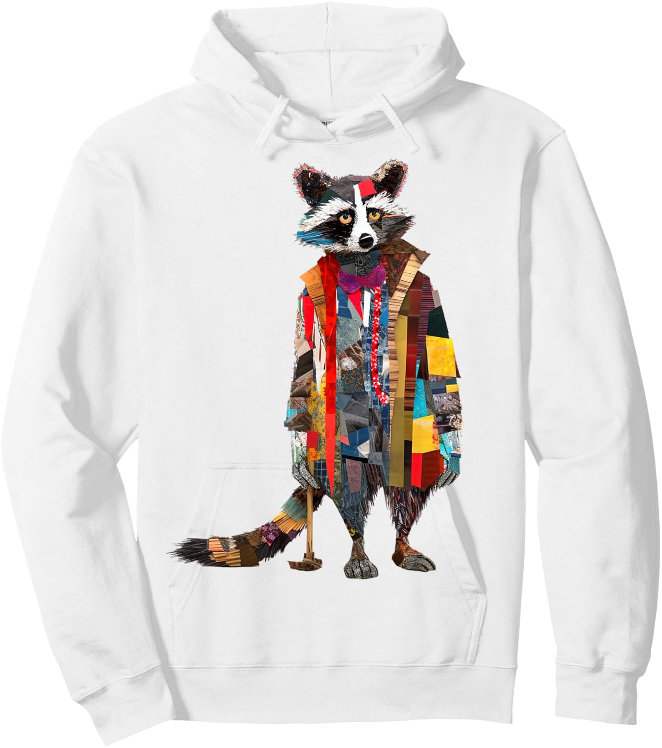 Raccoon Colorful Artwork | Animal Motif Raccoon Hoodie - Hoodie | White