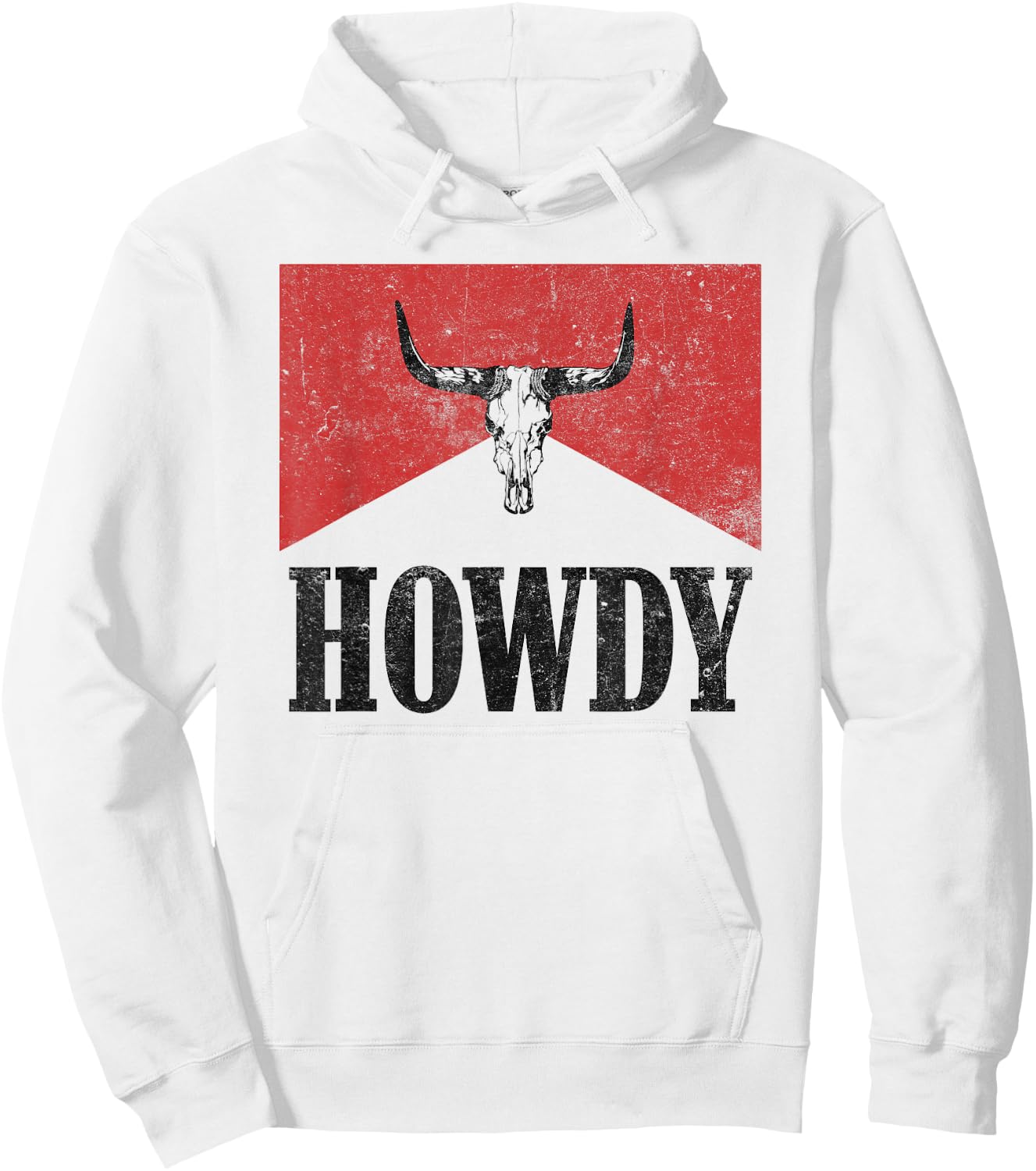 Vintage Bull Skull Hey There Howdy Western Country Cowgirl Hoodie - Hoodie | White