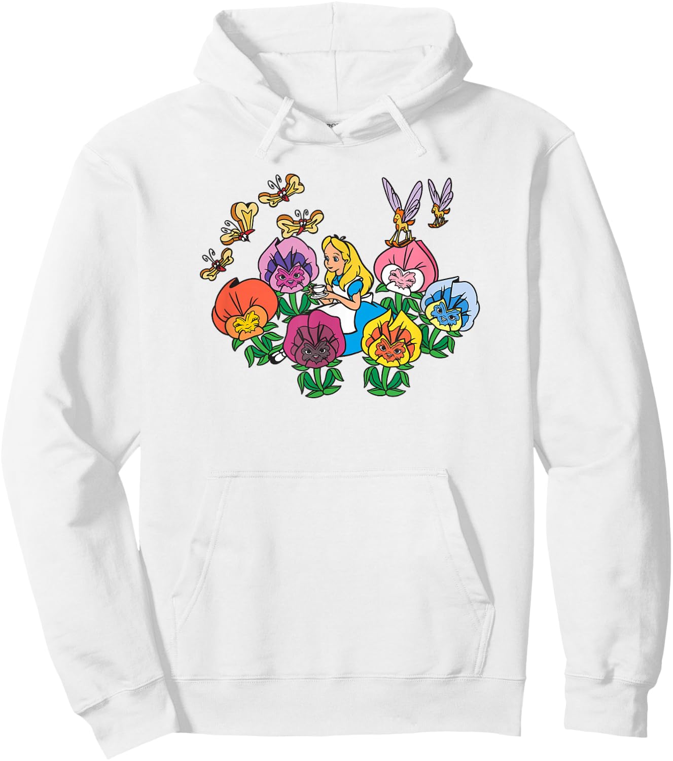 Disney Alice in Wonderland Alice In Field Of Flowers Hoodie - Hoodie | White