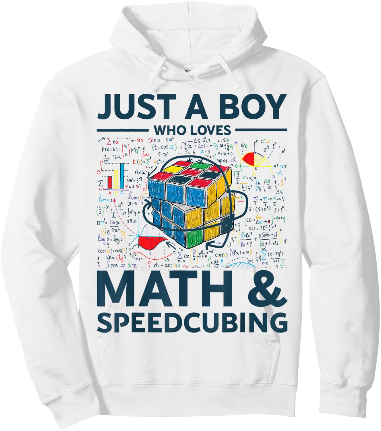 Just A Boy Who Loves Math And Puzzle Cube Funny Puzzle Cube Hoodie - Hoodie | White