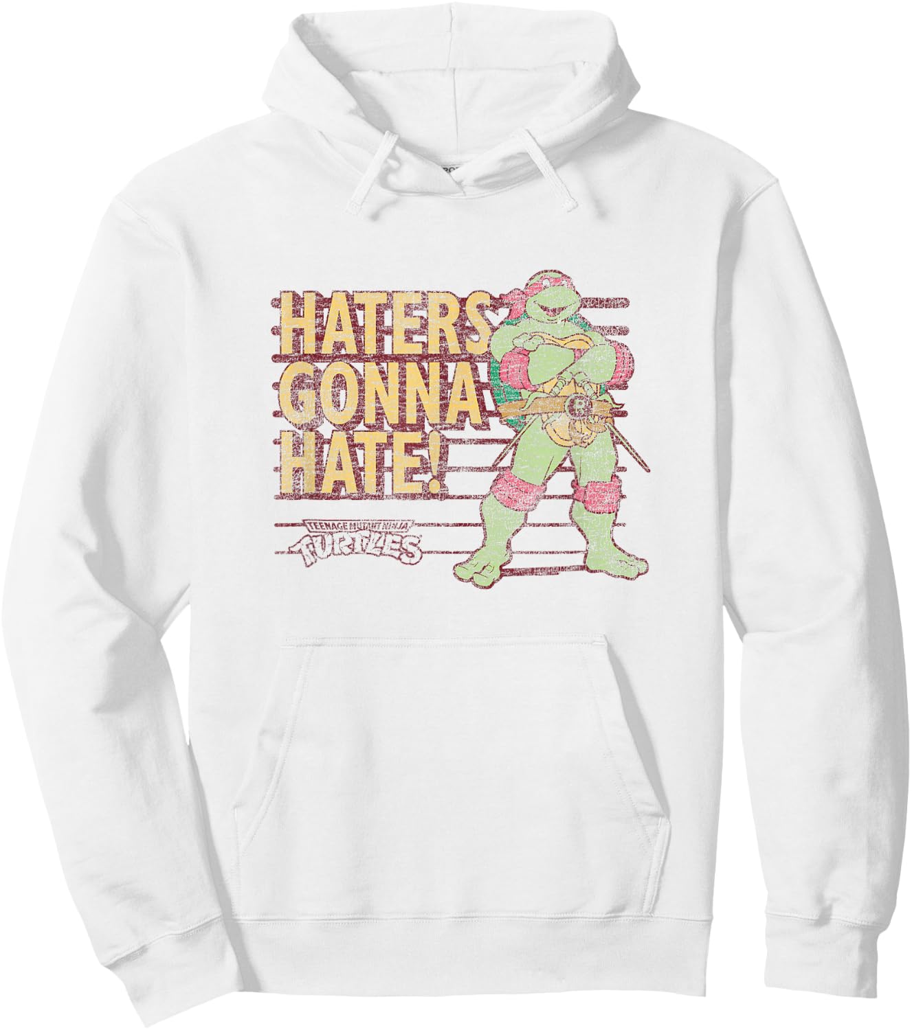 Teenage Mutant Ninja Turtles Raphael Haters Gonna Hate Retro Hoodie - Hoodie | White