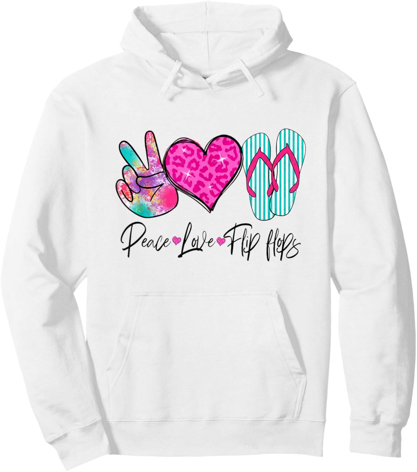 Peace Love Flip Flops Funny Hello Summer Vibes Beach Vacay Hoodie - Hoodie | White