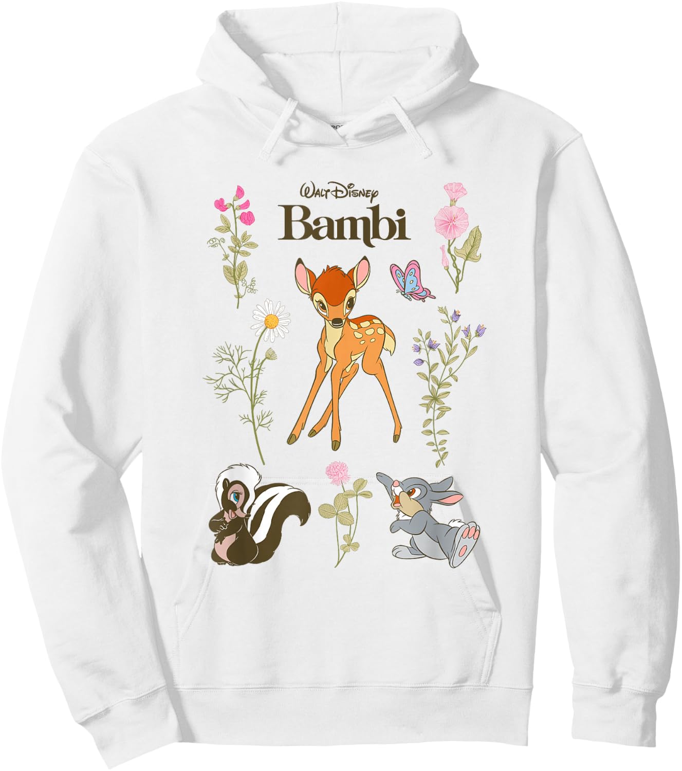 Disney Bambi and Friends Flower Thumper Big Chest Logo Hoodie - Hoodie | White