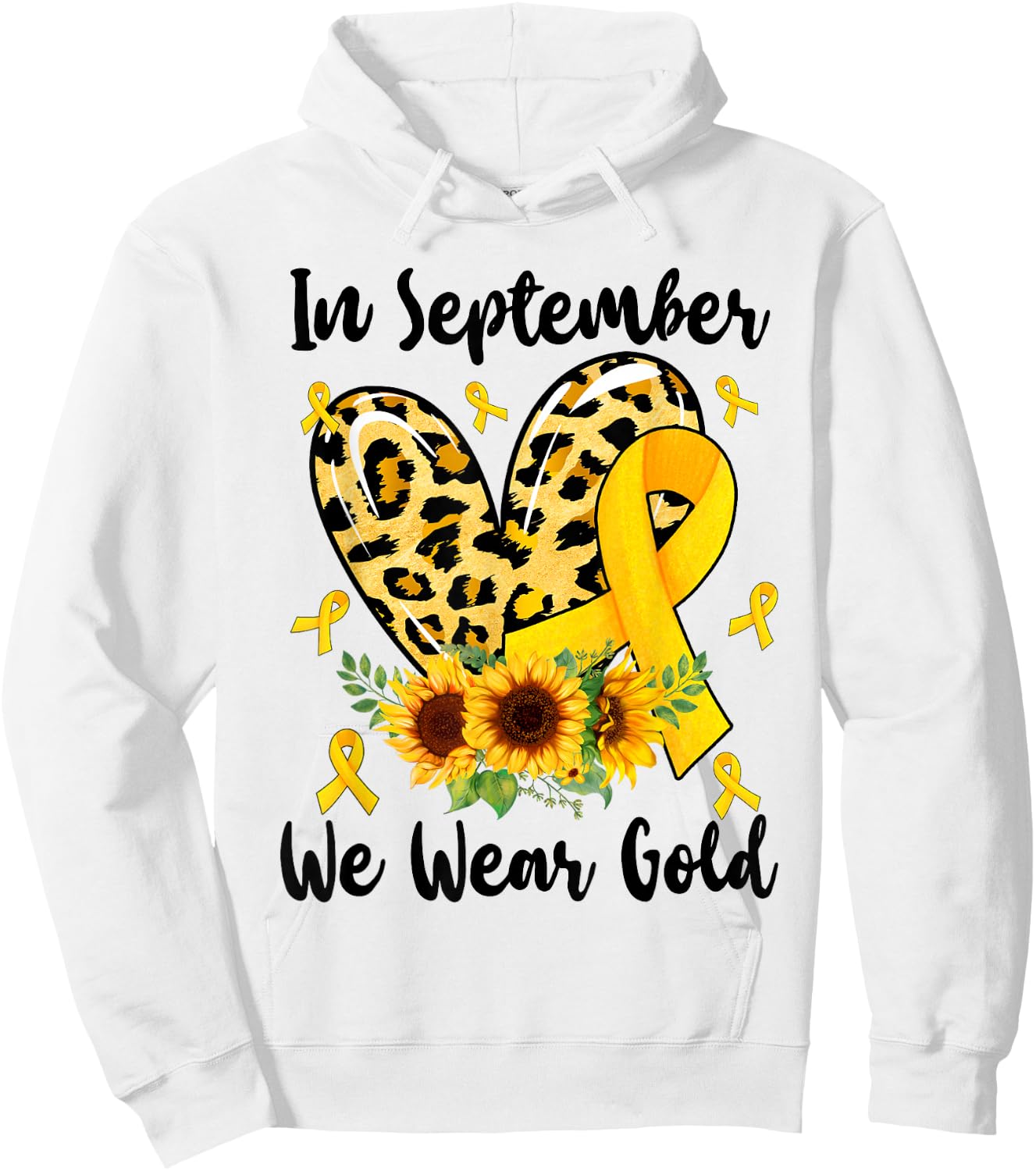In September We Wear Gold Childhood Cancer Awareness Yellow Hoodie - Hoodie | White