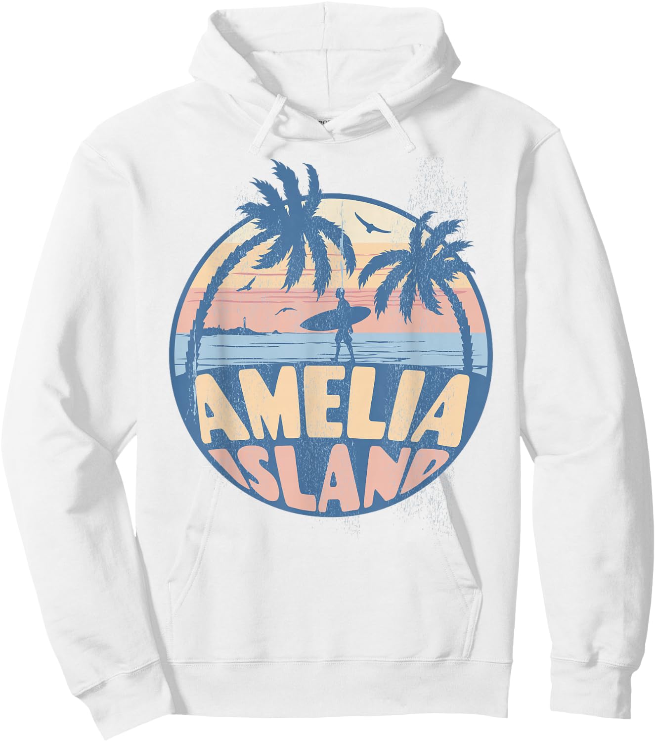 Amelia Island Florida Beach Surf Summer Vacation Vintage Hoodie - Hoodie | White