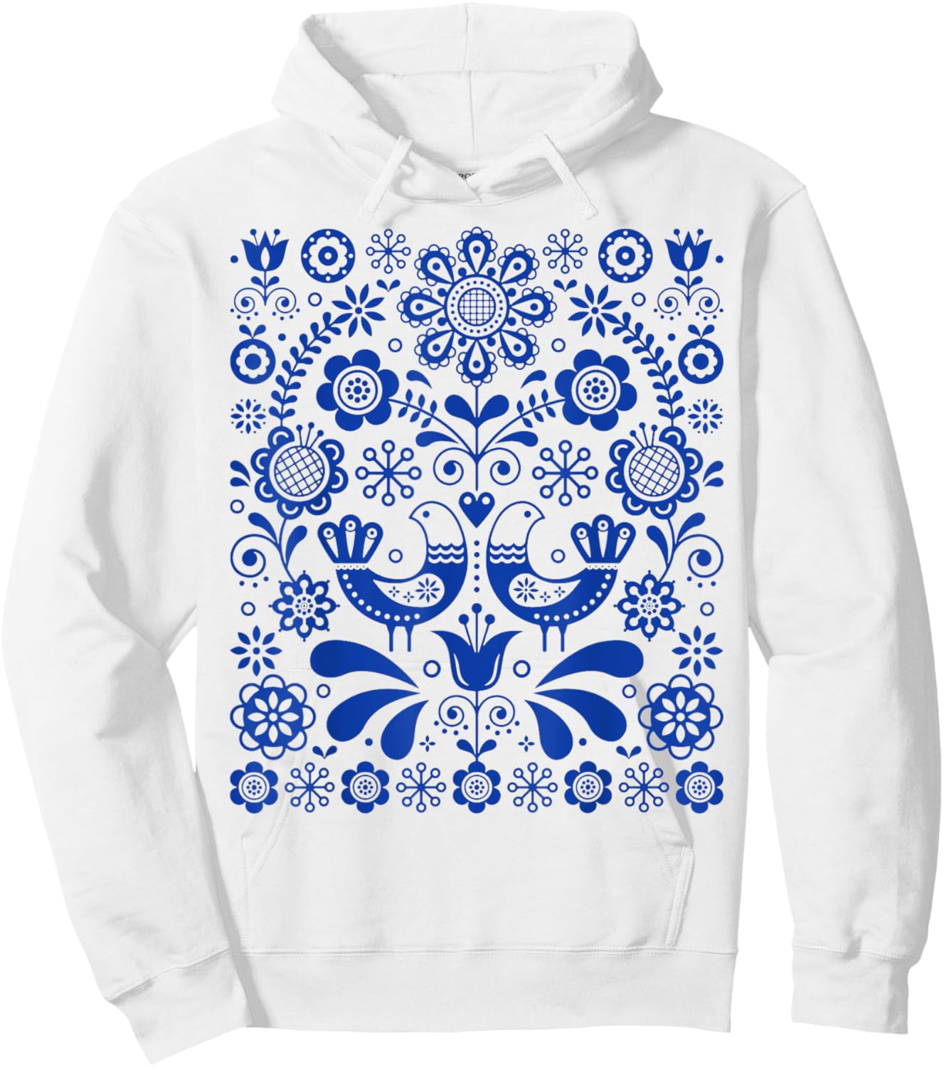 Scandinavian Folk Art Botanical Bird Lover Gift Hoodie - Hoodie | White