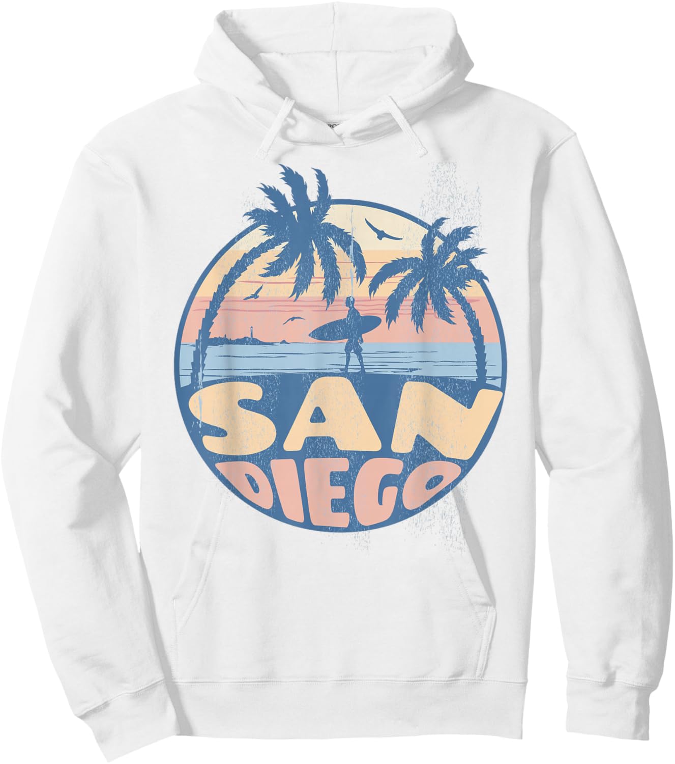 San Diego California Beach Surf Summer Vacation Vintage Hoodie - Hoodie | White