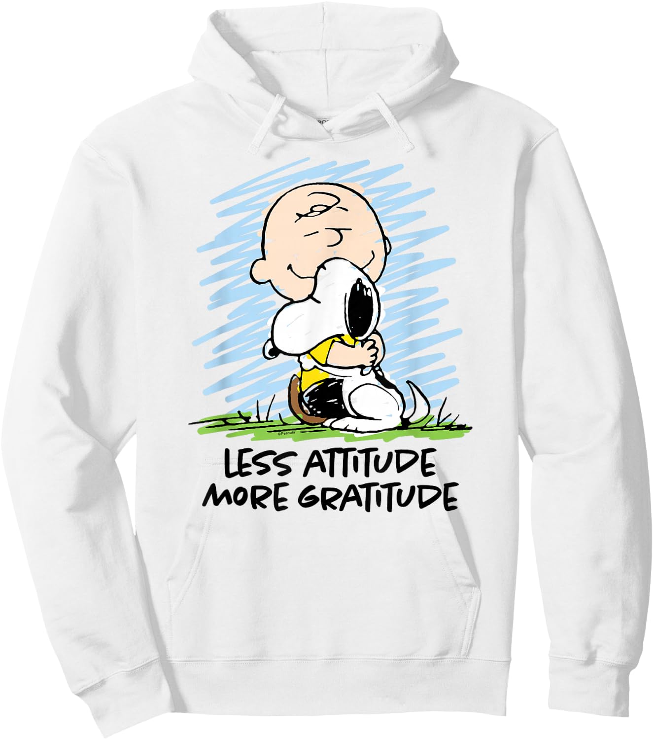 Peanuts - Charlie Brown Snoopy Less Attitude More Gratitude Hoodie - Hoodie | White