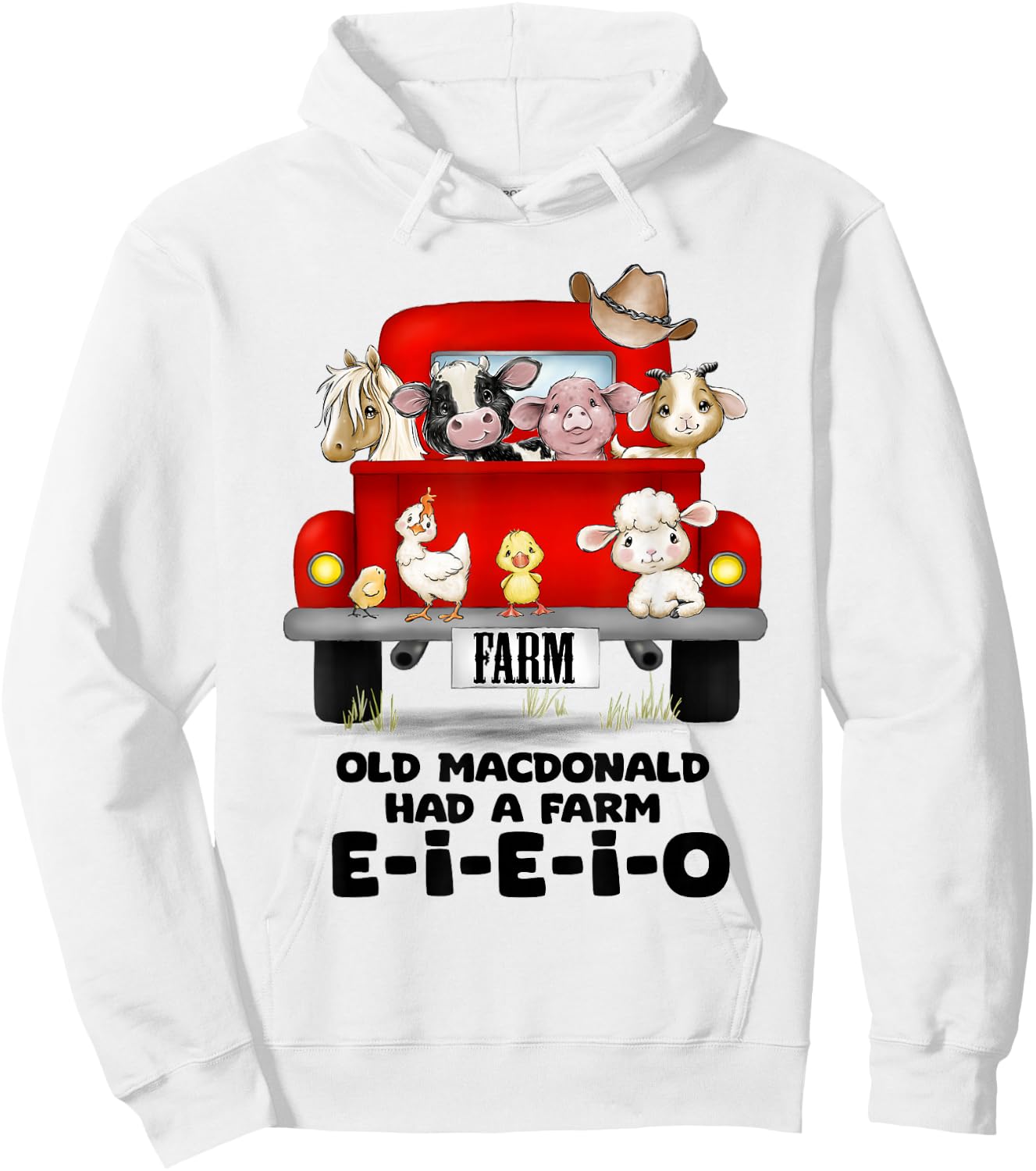 Toddler Kids Old MacDonald Had a Farm E-I-E-I-O Nursery Song Hoodie - Hoodie | White