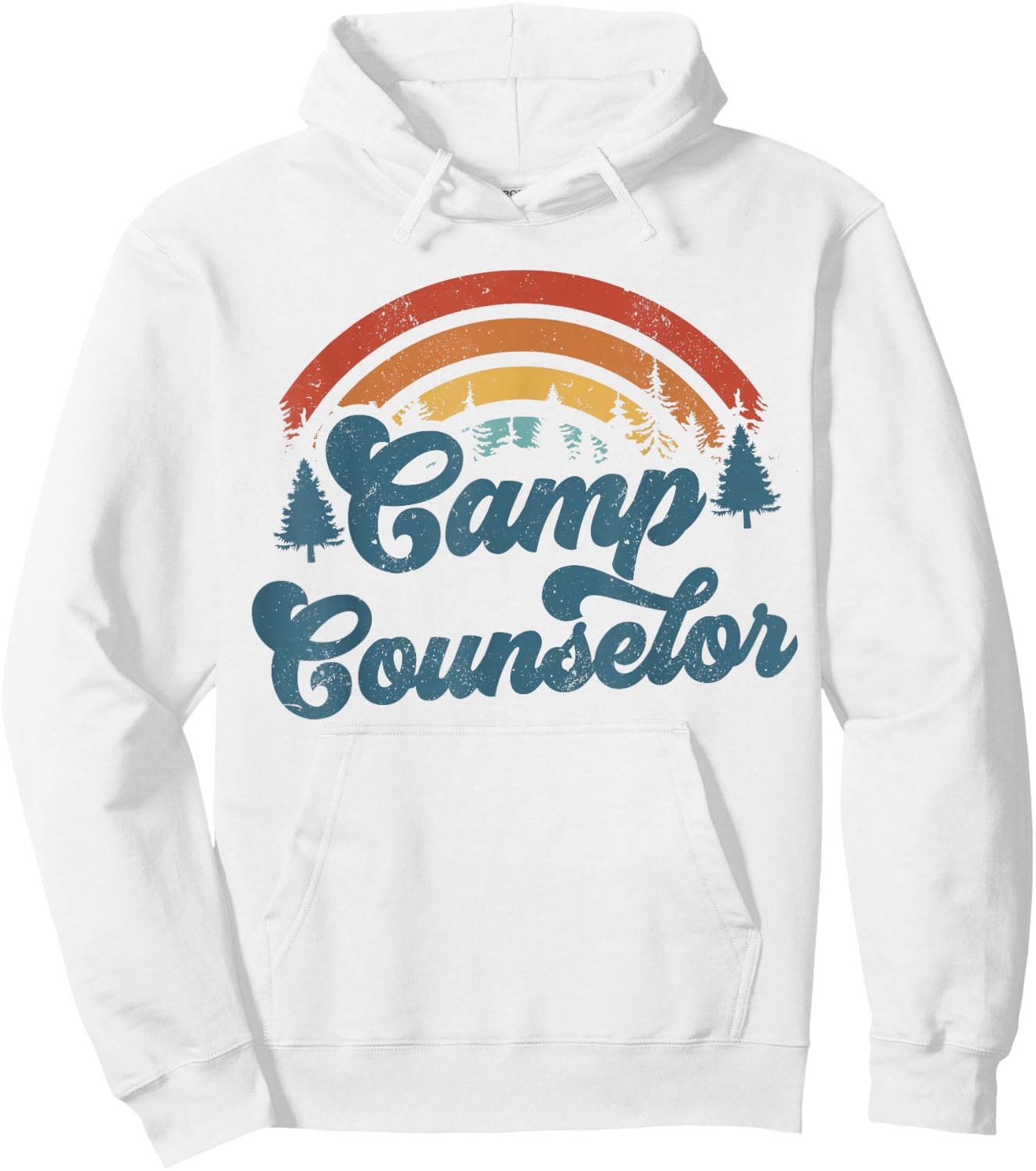 Summer Camp Counselor Staff Groovy Rainbow Camp Counselor Hoodie - Hoodie | White