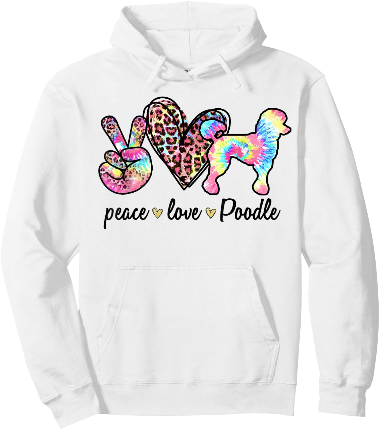 Cute Peace Love Poodle Tie-dye Women Dog Lover Mothers Day Hoodie - Hoodie | White