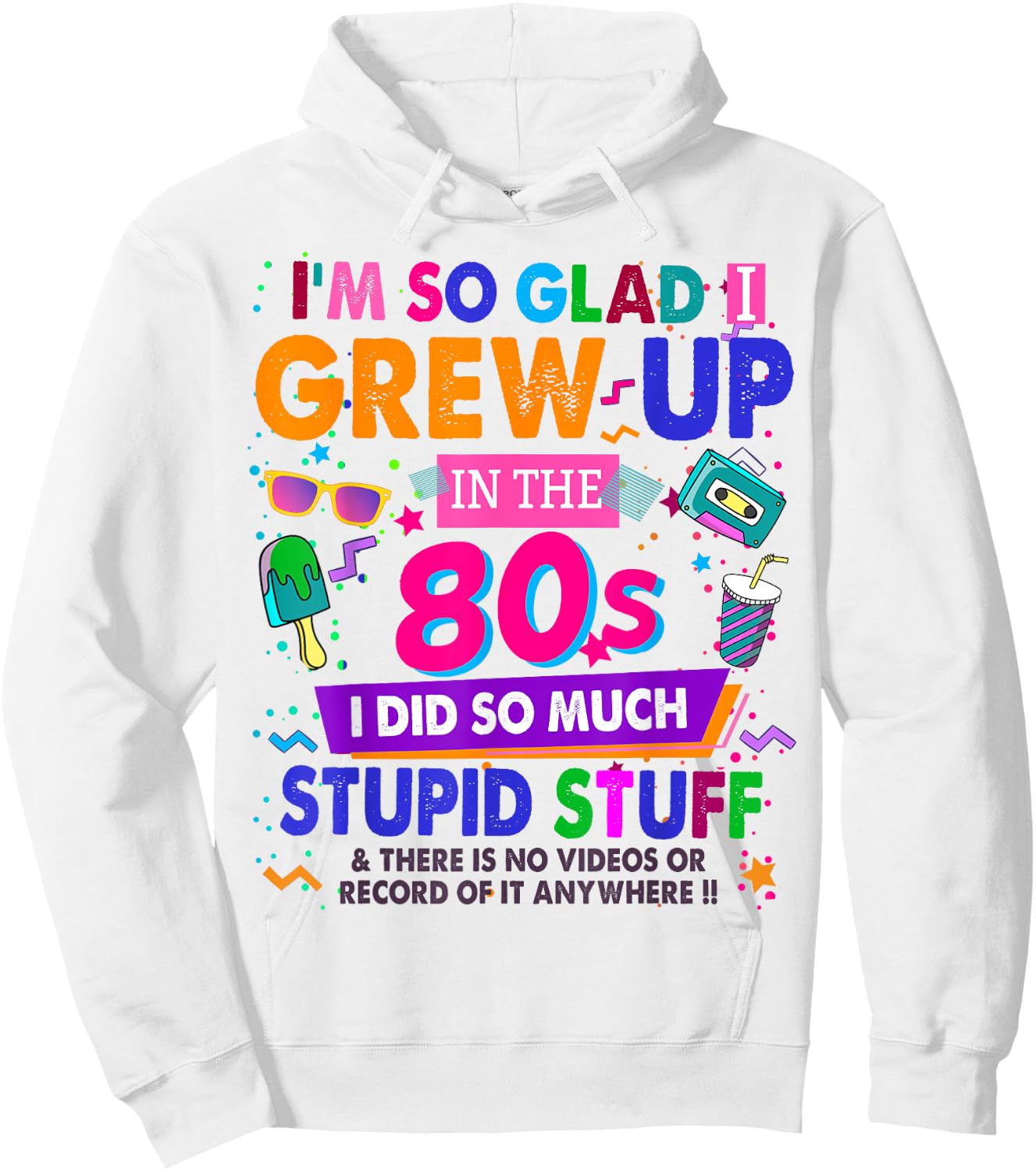80s Design Rave Outfit & 80s Festival Costume Hoodie - Hoodie | White