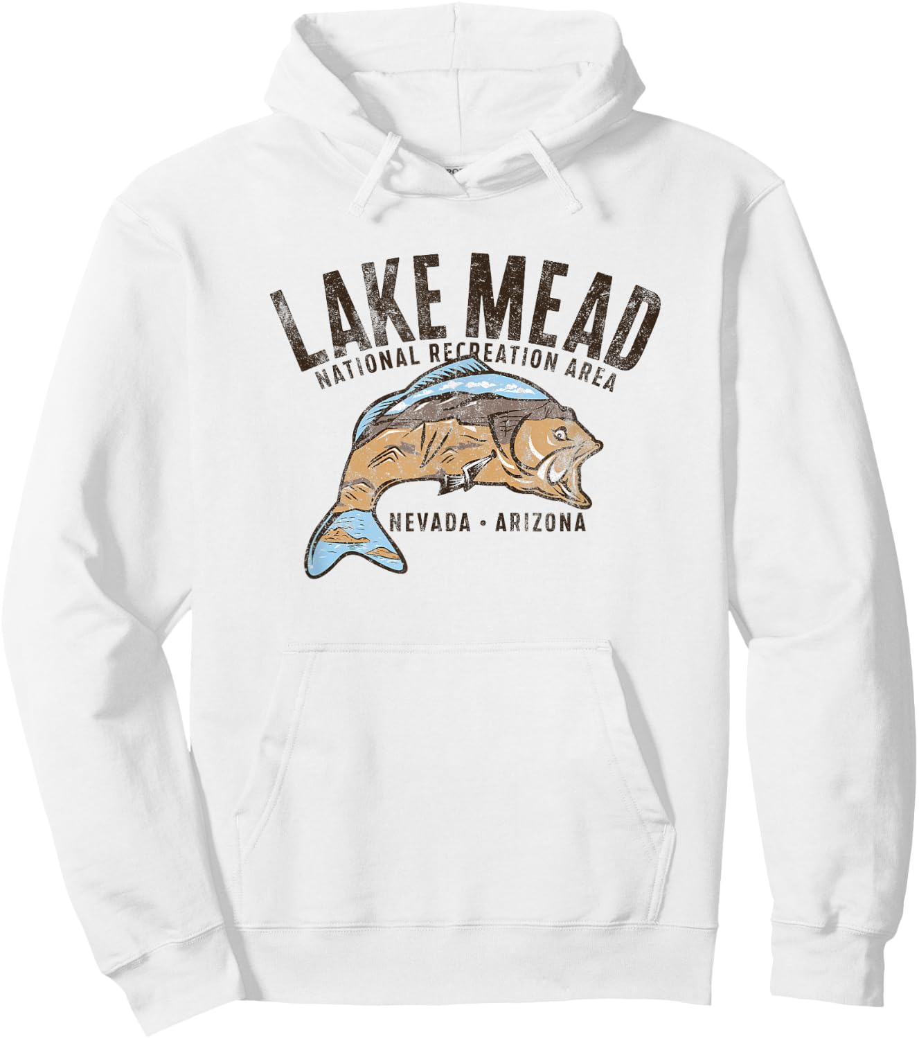 Lake Mead National Recreation Area Retro Fish Hoodie - Hoodie | White