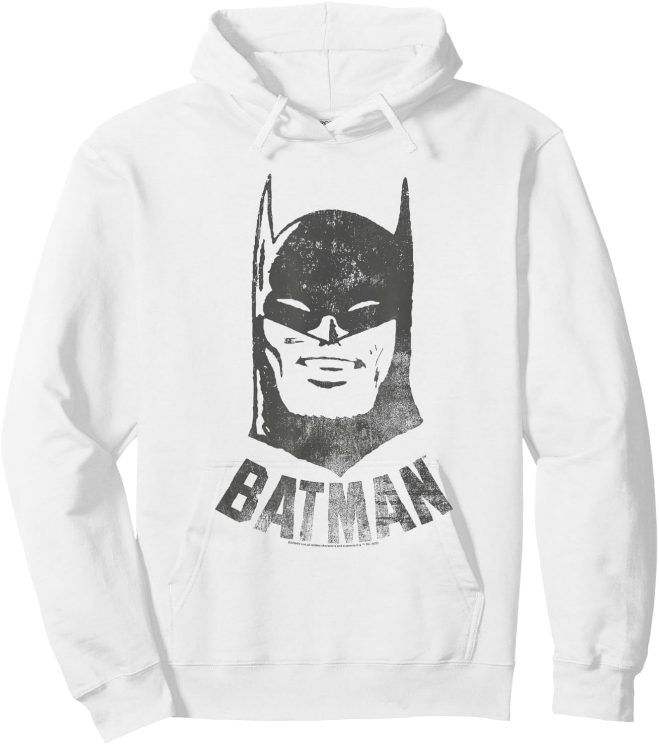 Popfunk Batman Vintage Cotton Grey , -Adults & Kids, Short Sleeve, Small, , Classic Fit, Retro Style, Letter Print Pattern Hoodie - Hoodie | White