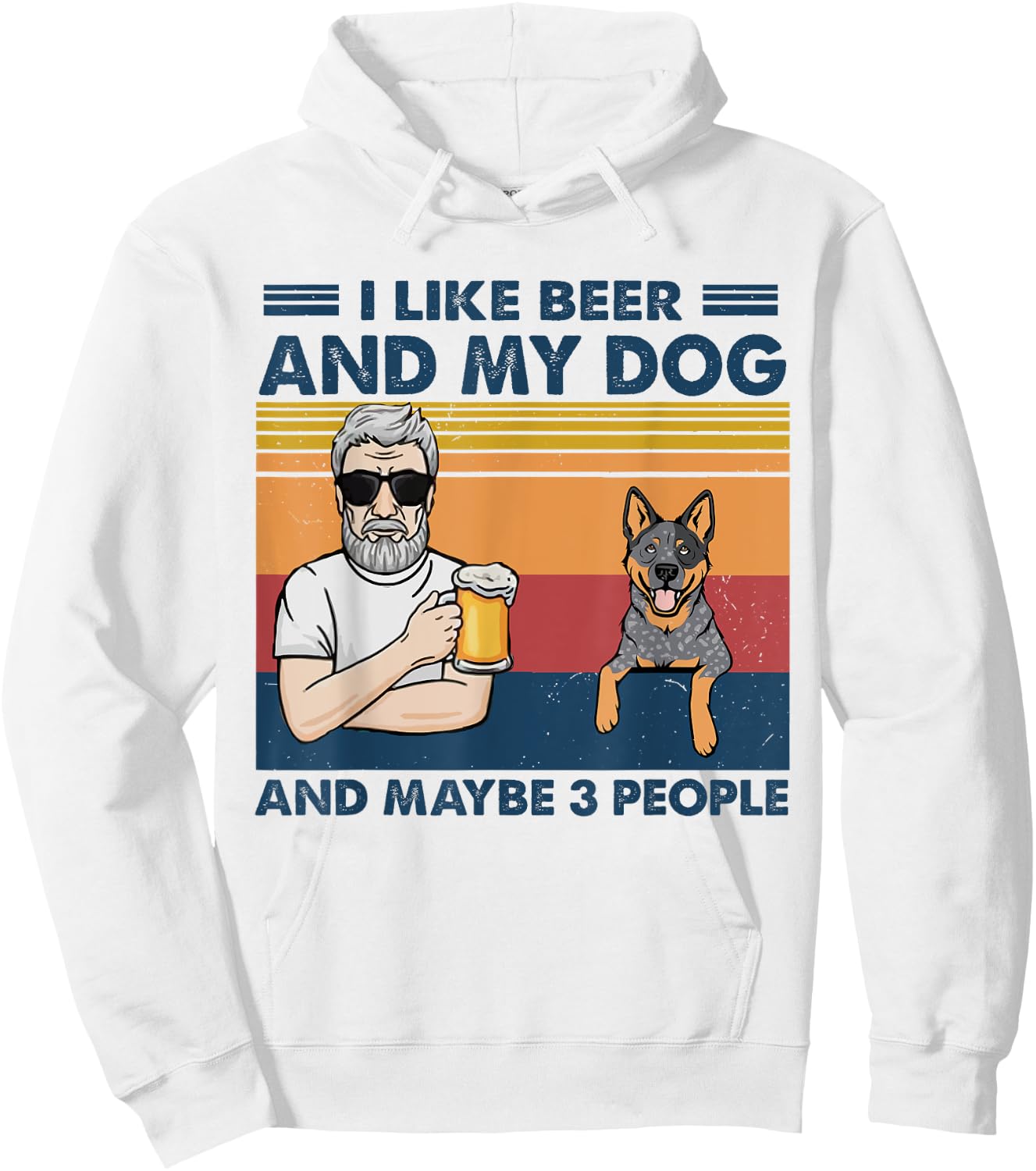 I Like Beer And My Dog Blue Heeler Australian Cattle Grandpa Hoodie - Hoodie | White