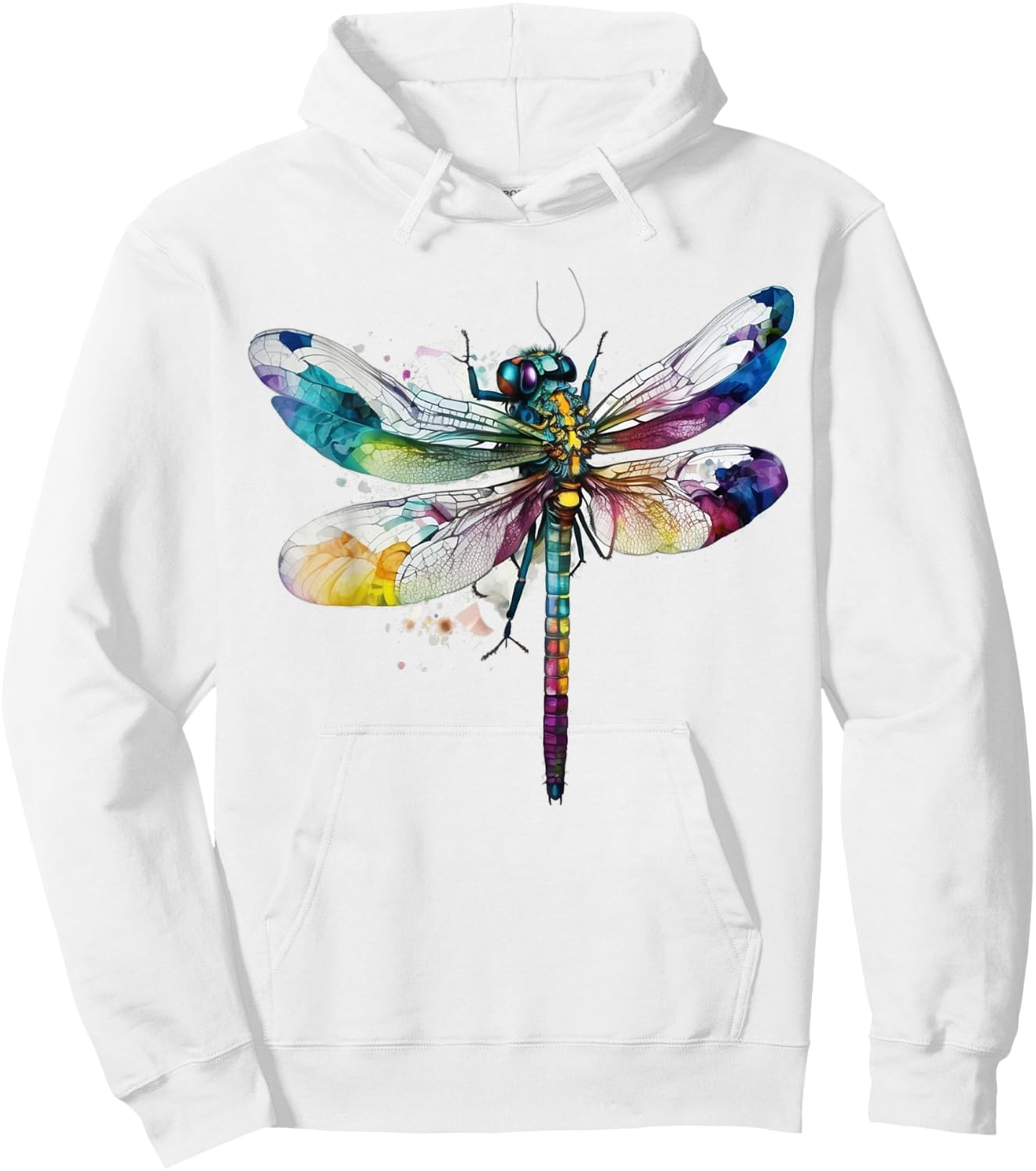 Dragonfly Animal Art Colourful Abstract Dragonfly Hoodie - Hoodie | White