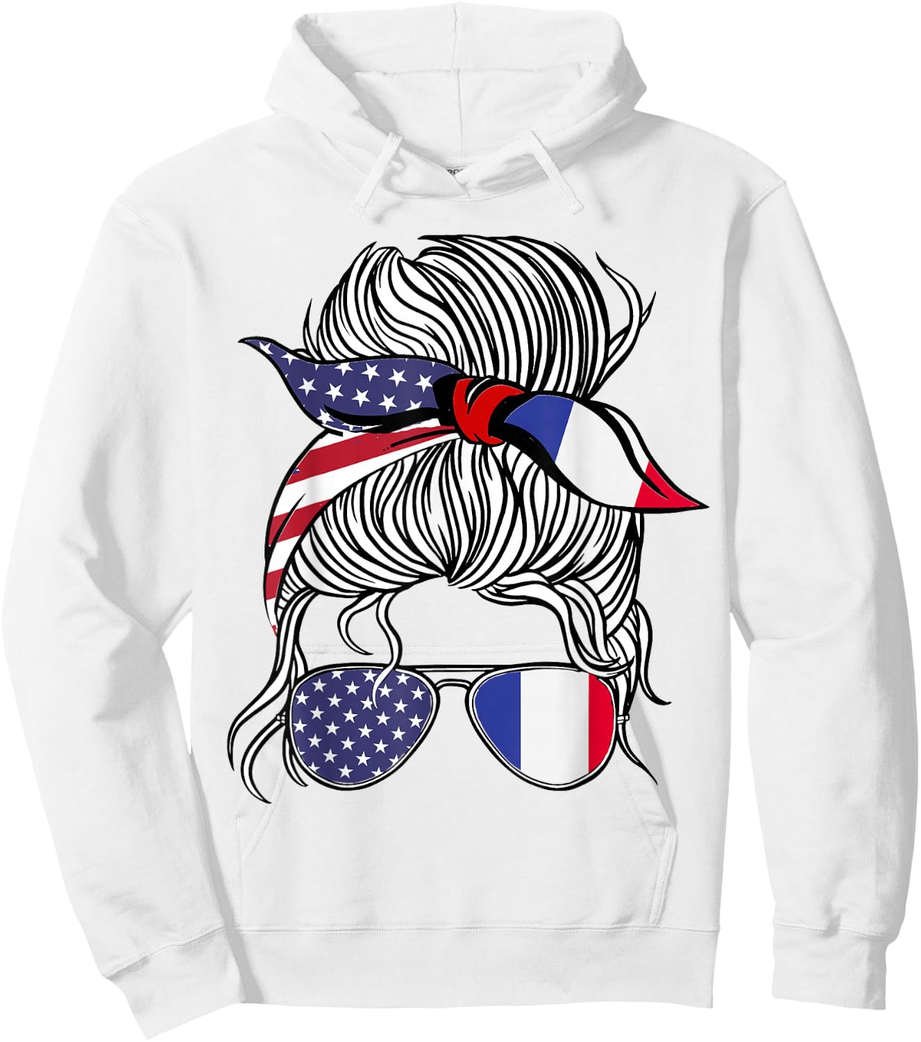 American French Patriot Flag Women Girl France Grown Hoodie - Hoodie | White