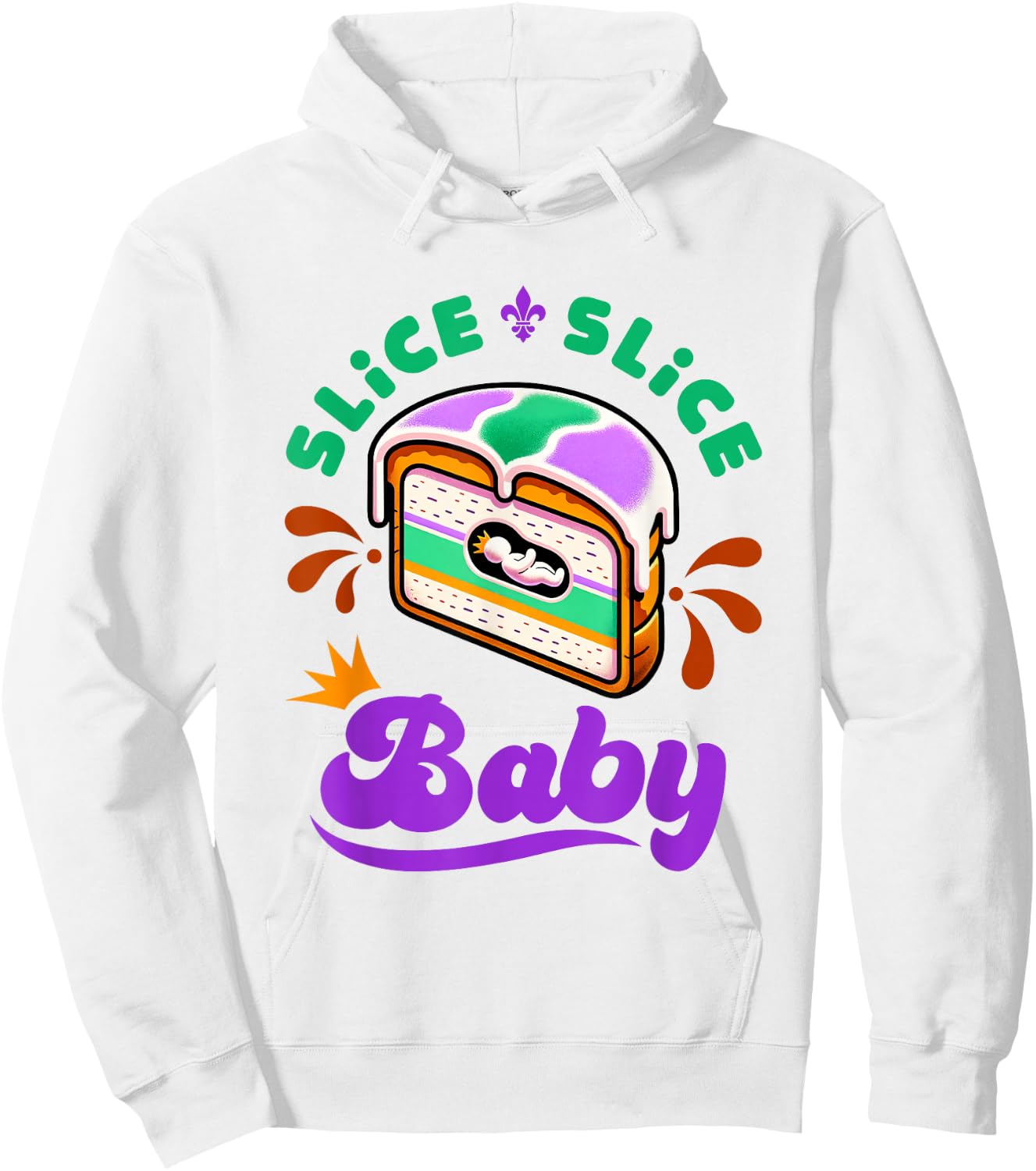 Mardi Gras King Cake Slice Slice Baby Hoodie - Hoodie | White