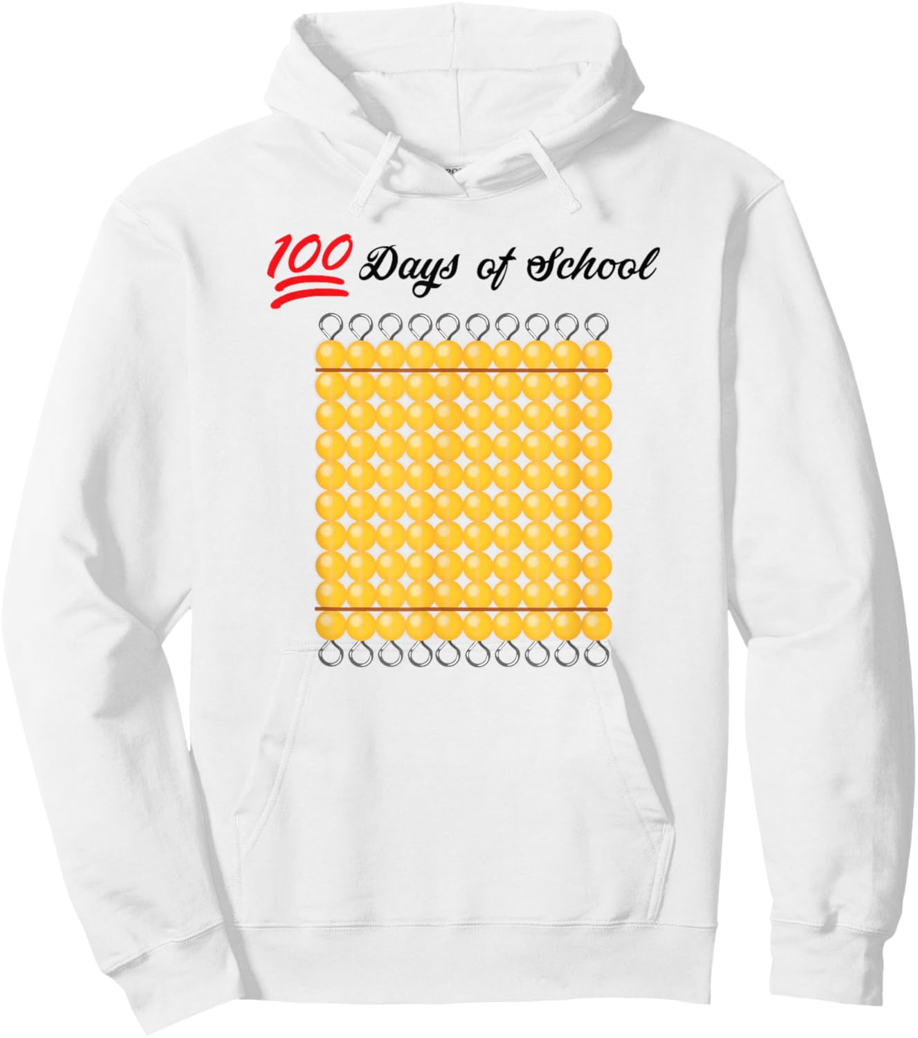100 Days of School - Montessori Hundred Bead Hoodie - Hoodie | White