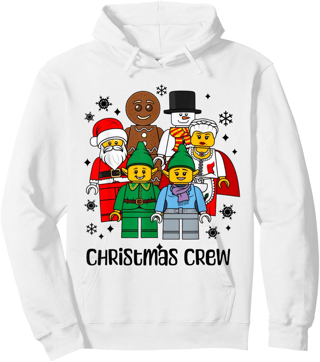 Christmas Building Bricks Santa Snowman Gingerbread Matching Hoodie - Hoodie | White