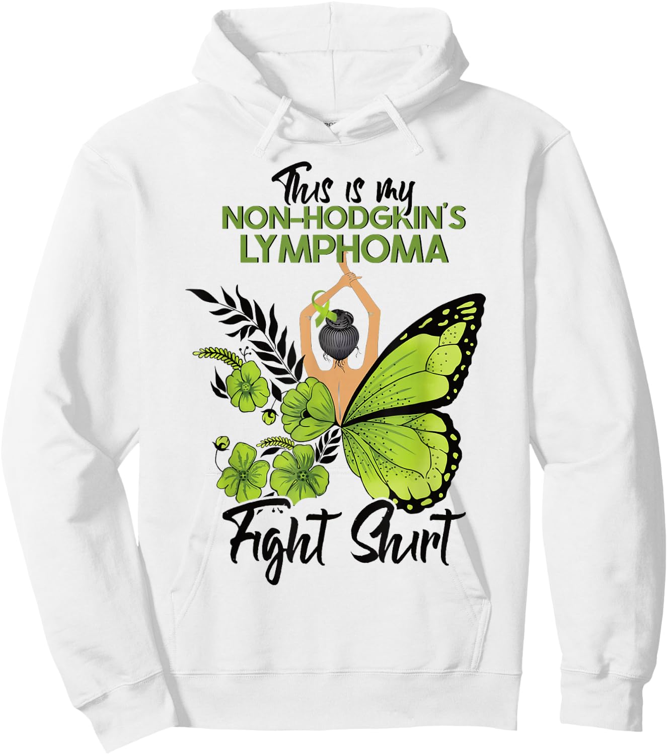 Non-Hodgkins Lymphoma Cancer Awareness Green Ribbon Hoodie - Hoodie | White