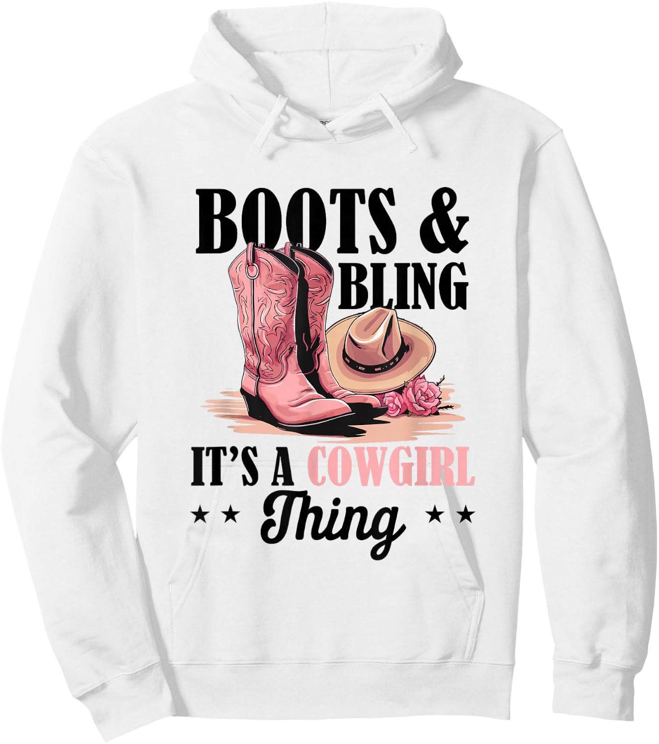 Rodeo Western Country Southern Cowgirl hat - Boots & Bling Hoodie - Hoodie | White