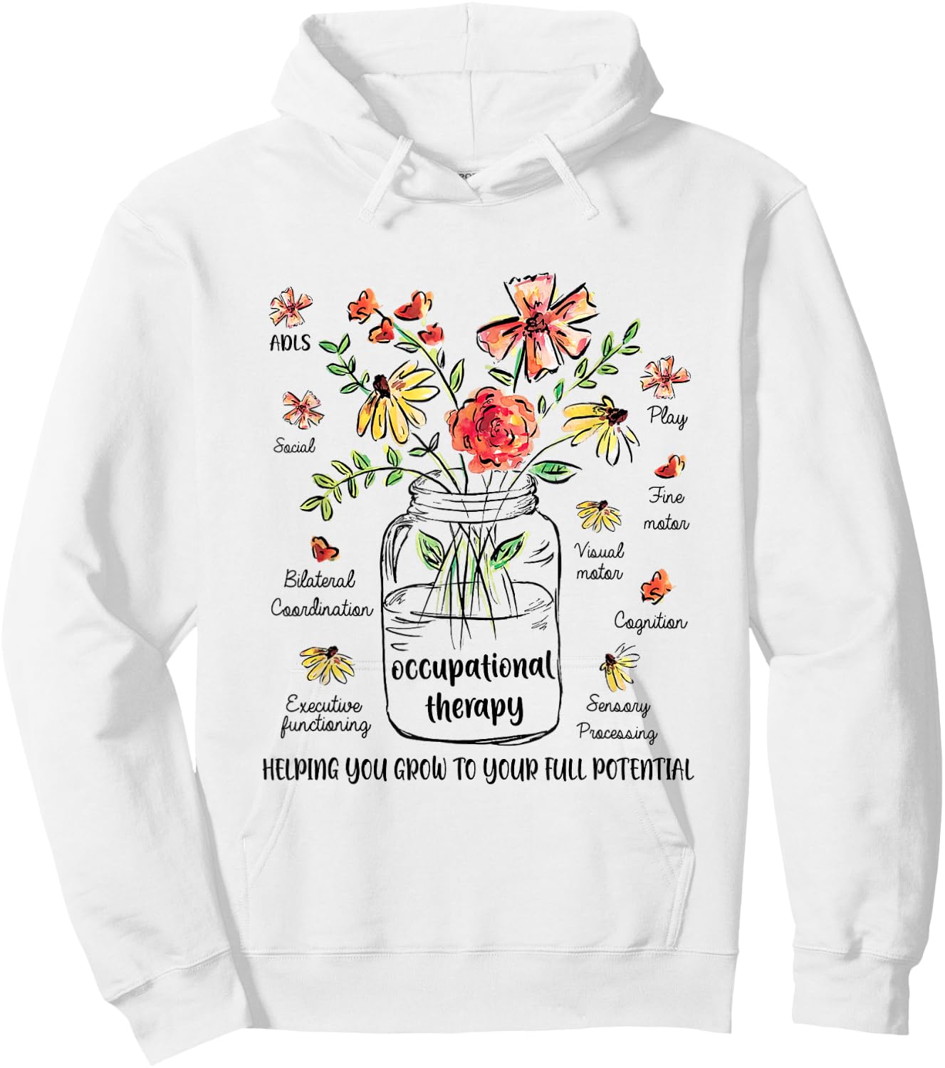 Retro Floral OT Occupational Therapist OT therapy women Hoodie - Hoodie | White