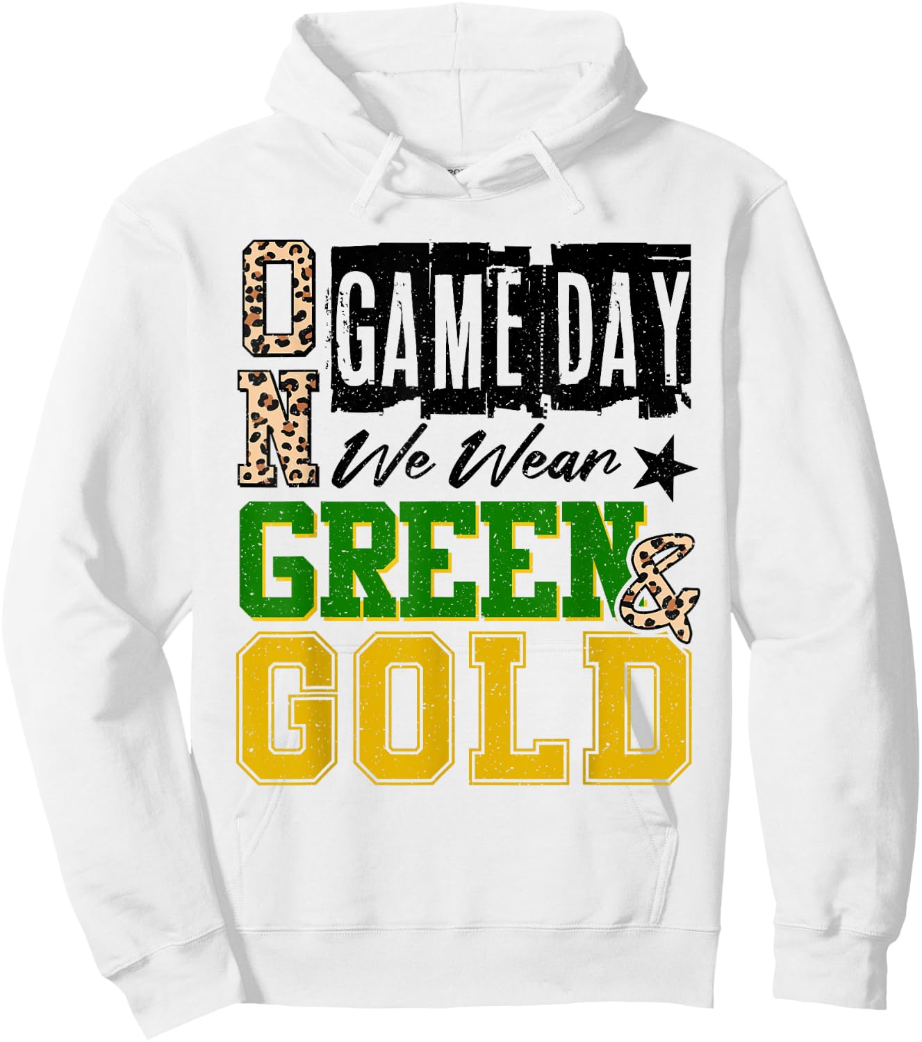 On Gameday Football We Wear Green And Gold School Spirit Hoodie - Hoodie | White