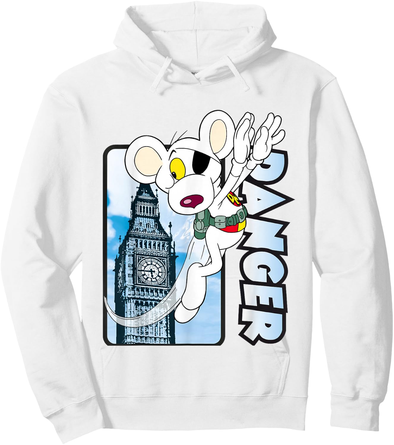 Danger Mouse Flying Past Big Ben Hoodie - Hoodie | White