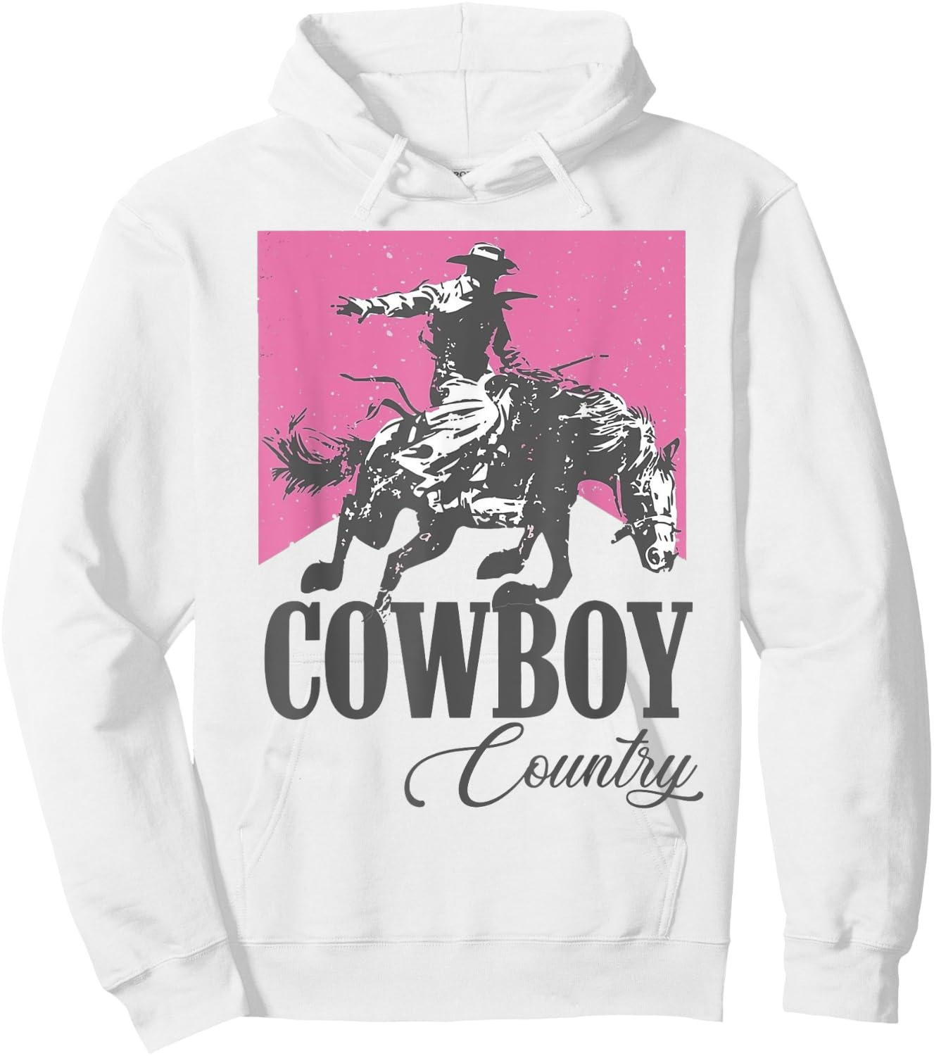 Funny Cowboys Riding Horses Retro Pink Style Western Country Hoodie - Hoodie | White