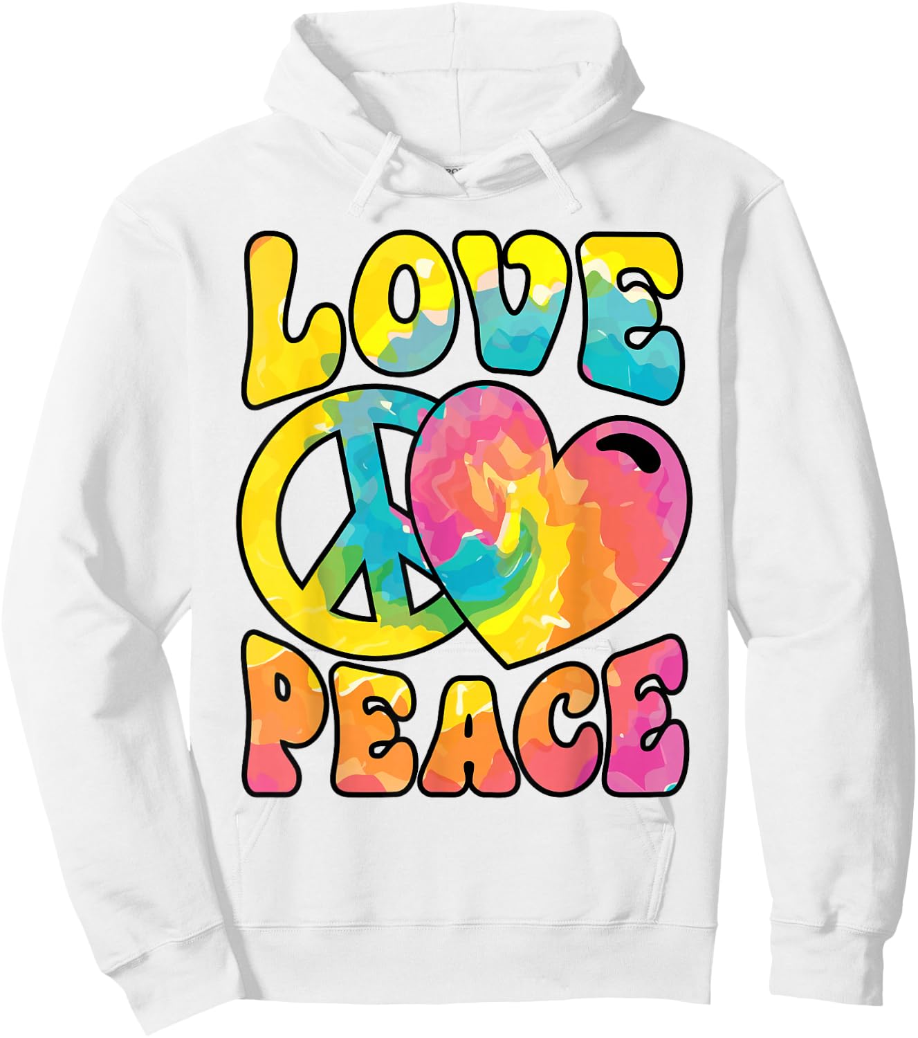 Hippie Women Men Love Peace Sign Heart Tie Dye Retro Groovy Hoodie - Hoodie | White