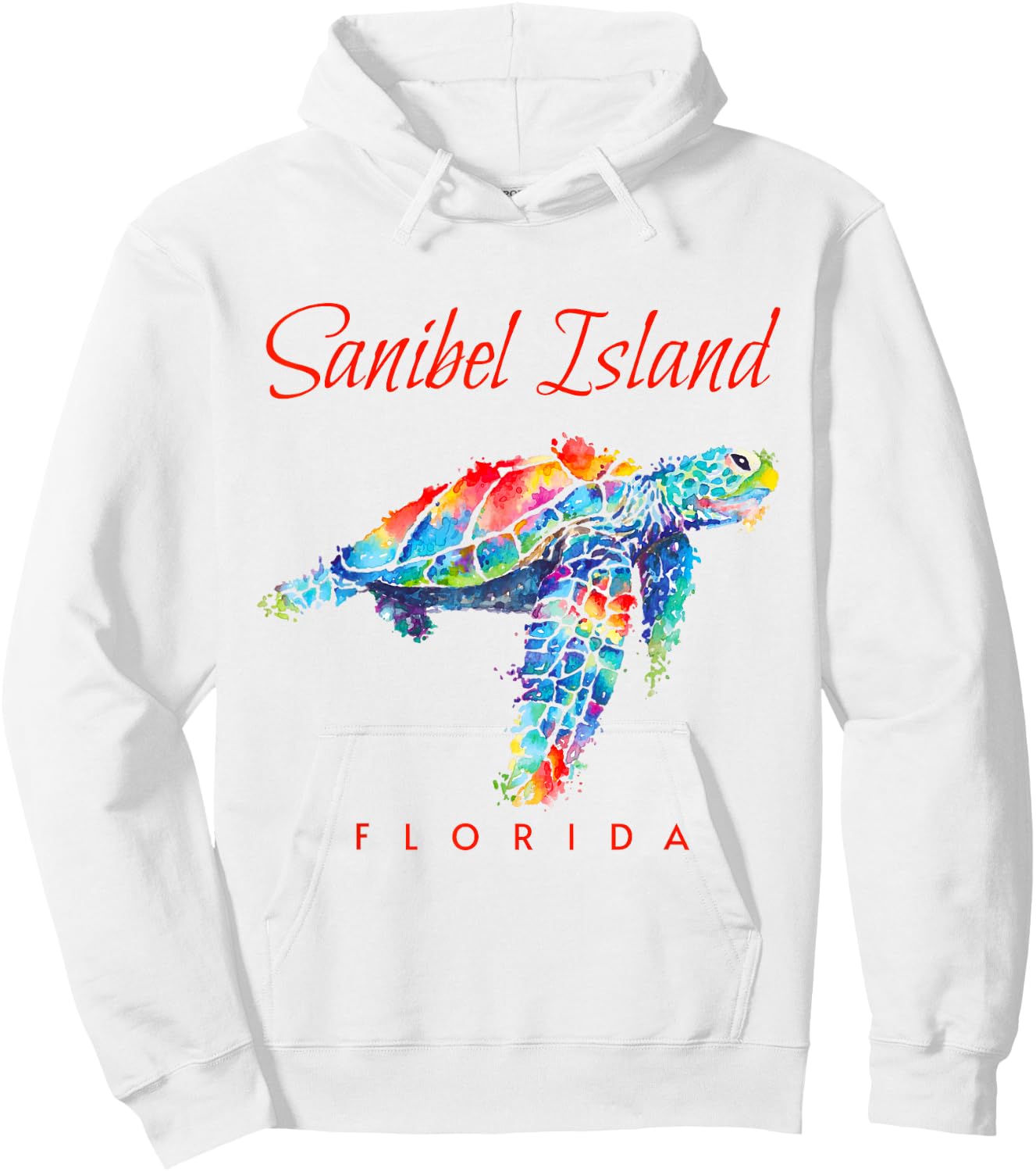 Sanibel Island Florida Watercolor Sea Turtle Hoodie - Hoodie | White