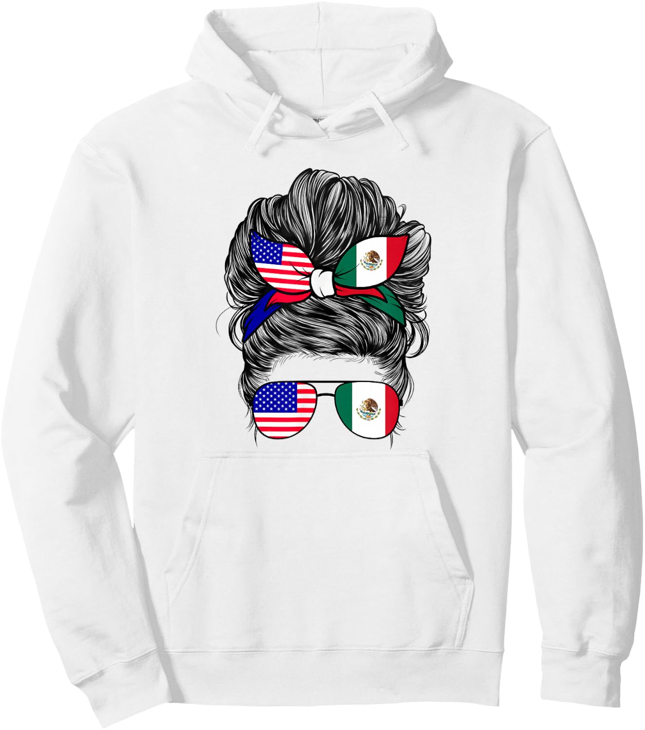 Half American And Mexican Mexico America Flag Girl Hoodie - Hoodie | White