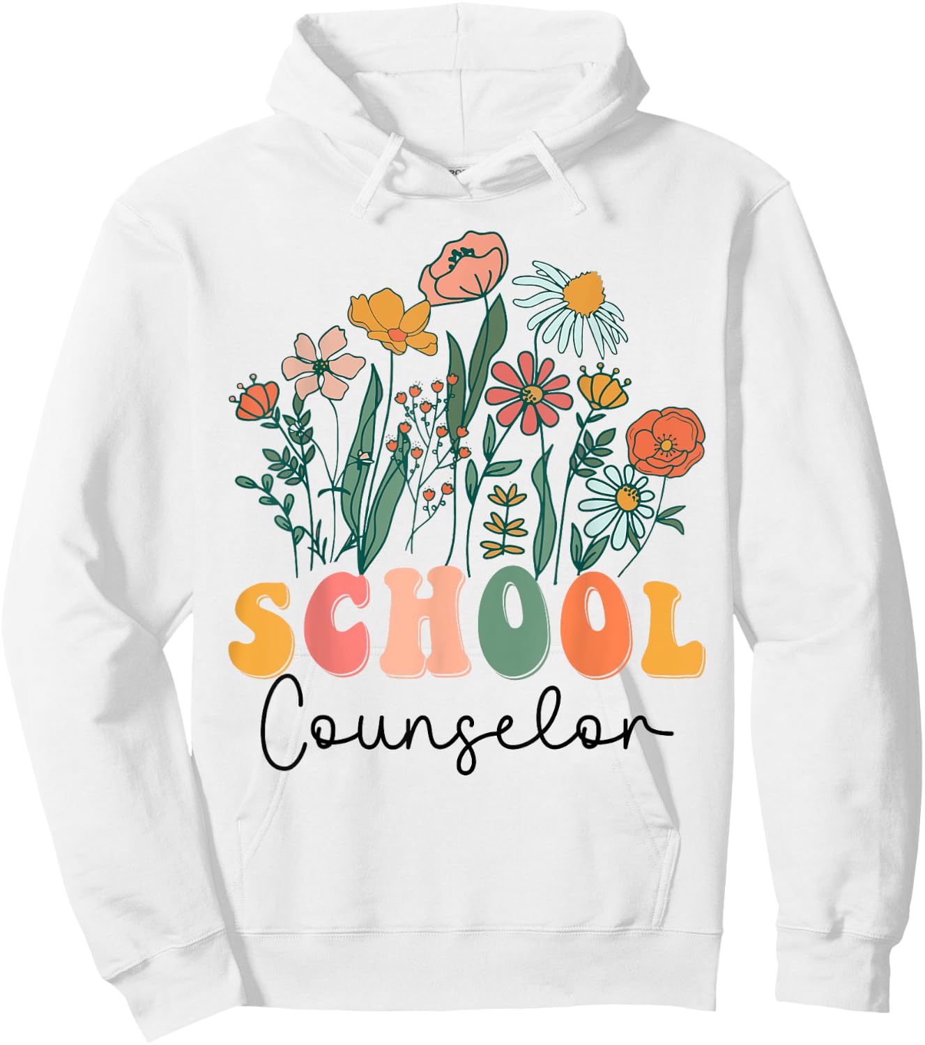 Groovy Wildflower School Counselor Hoodie - Hoodie | White