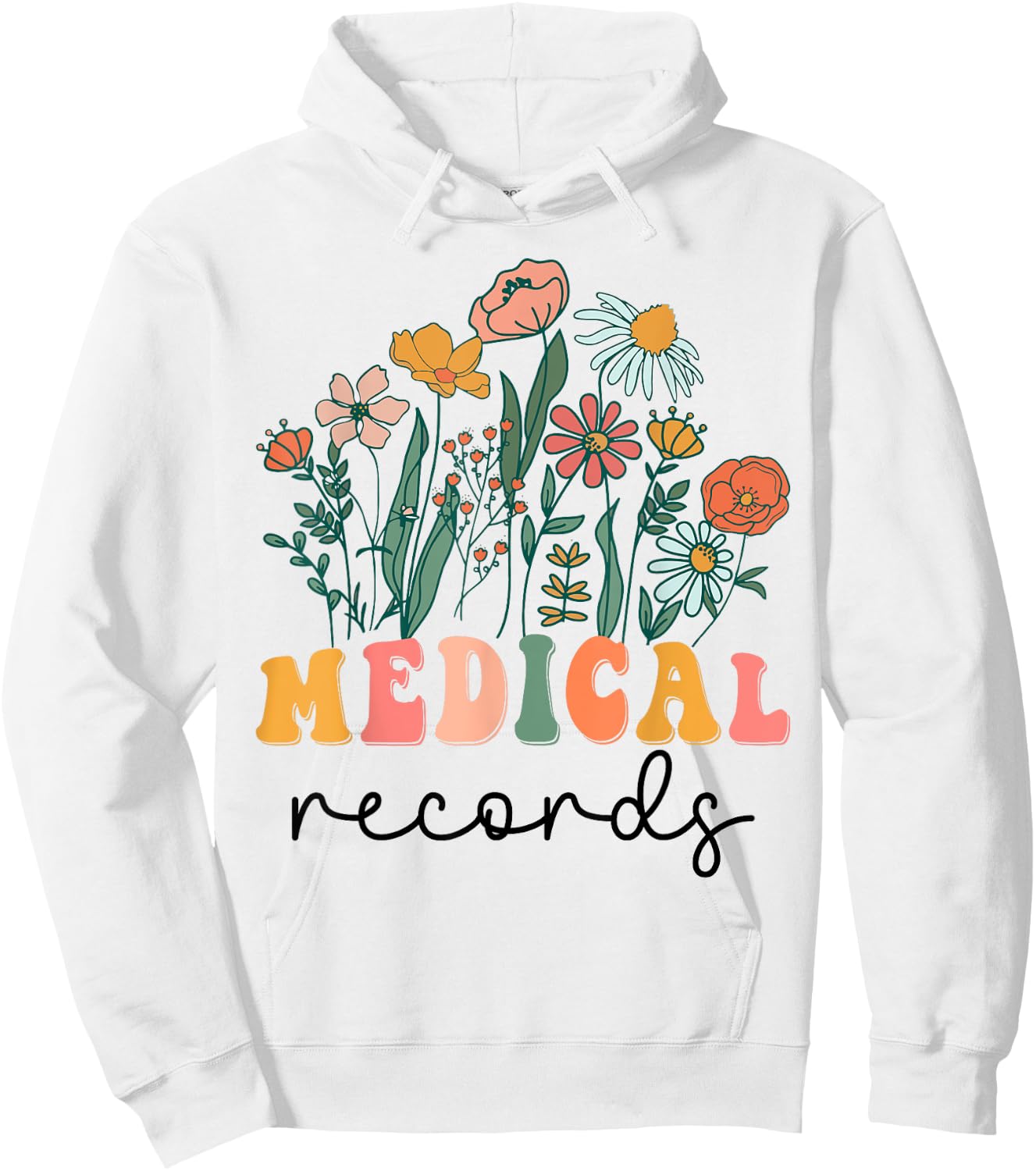 Groovy Wildflower Medical Records Hoodie - Hoodie | White