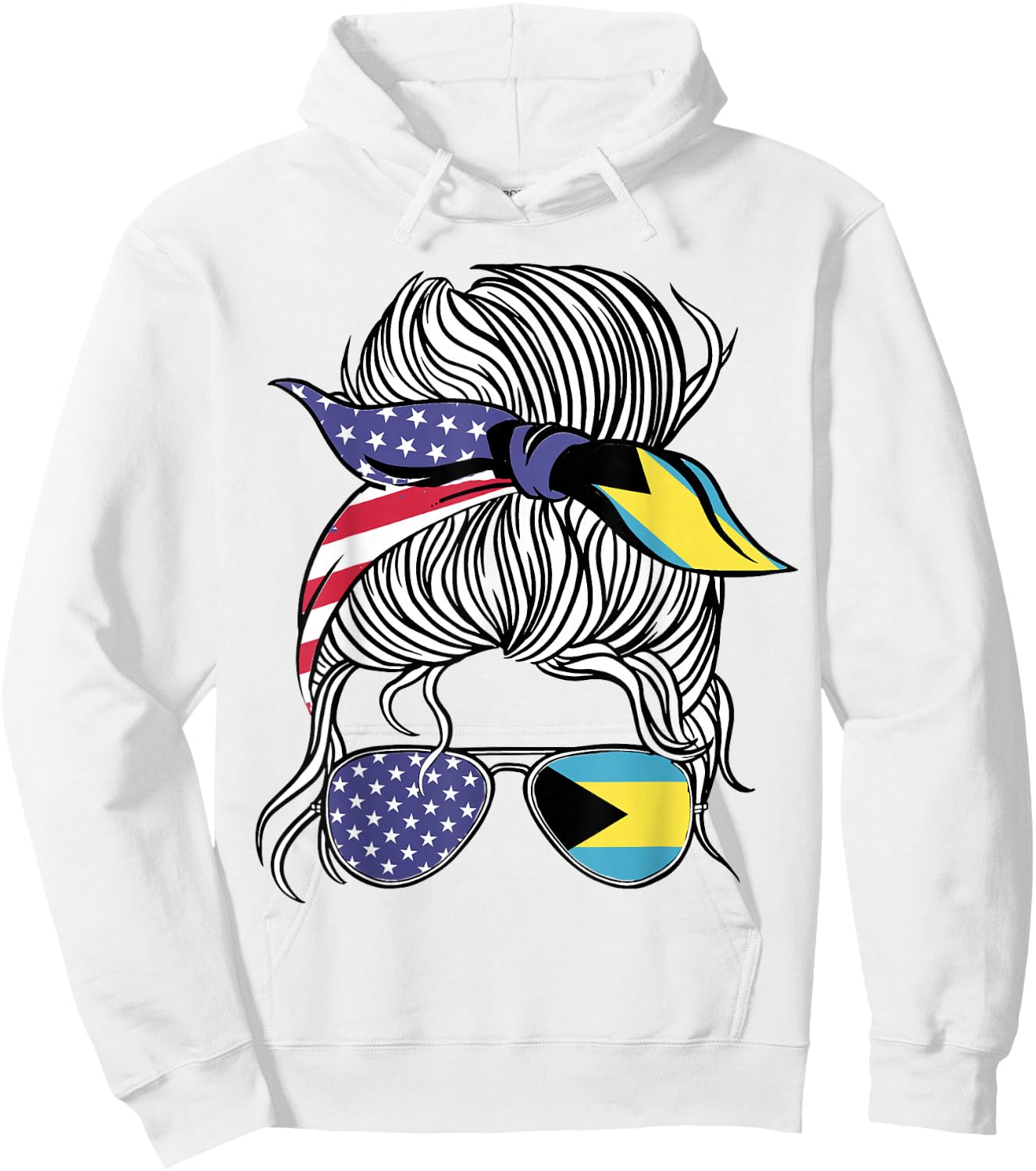 Bahamian American Patriot Grown Proud Women Girl Flag Hoodie - Hoodie | White