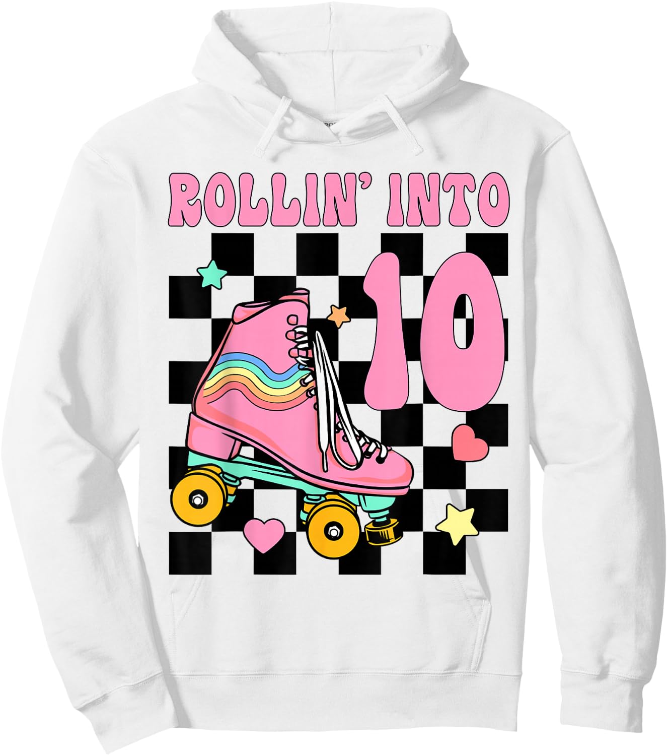 Rolling Into 10 Years Old Roller Skating Girl 10th Birthday Hoodie - Hoodie | White