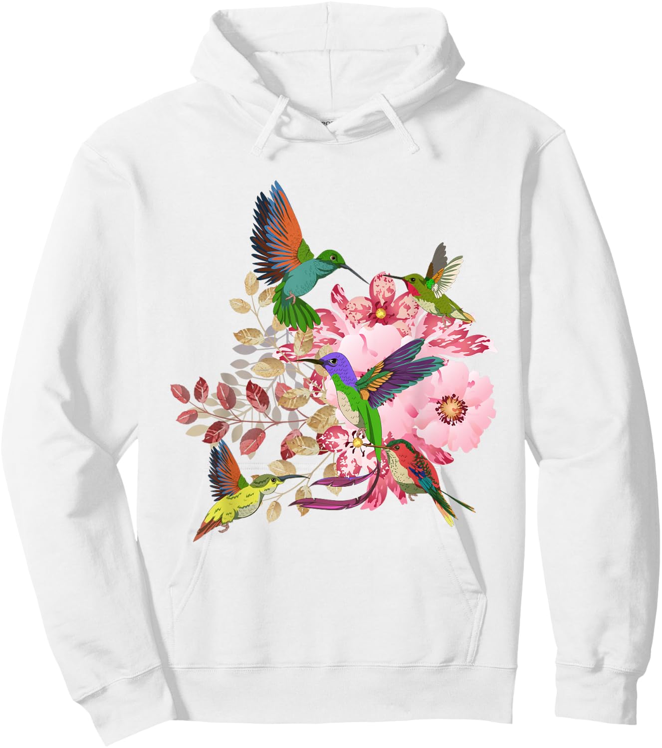Flowers Hummingbird Floral Bird Animal Vintage Hummingbird Hoodie - Hoodie | White