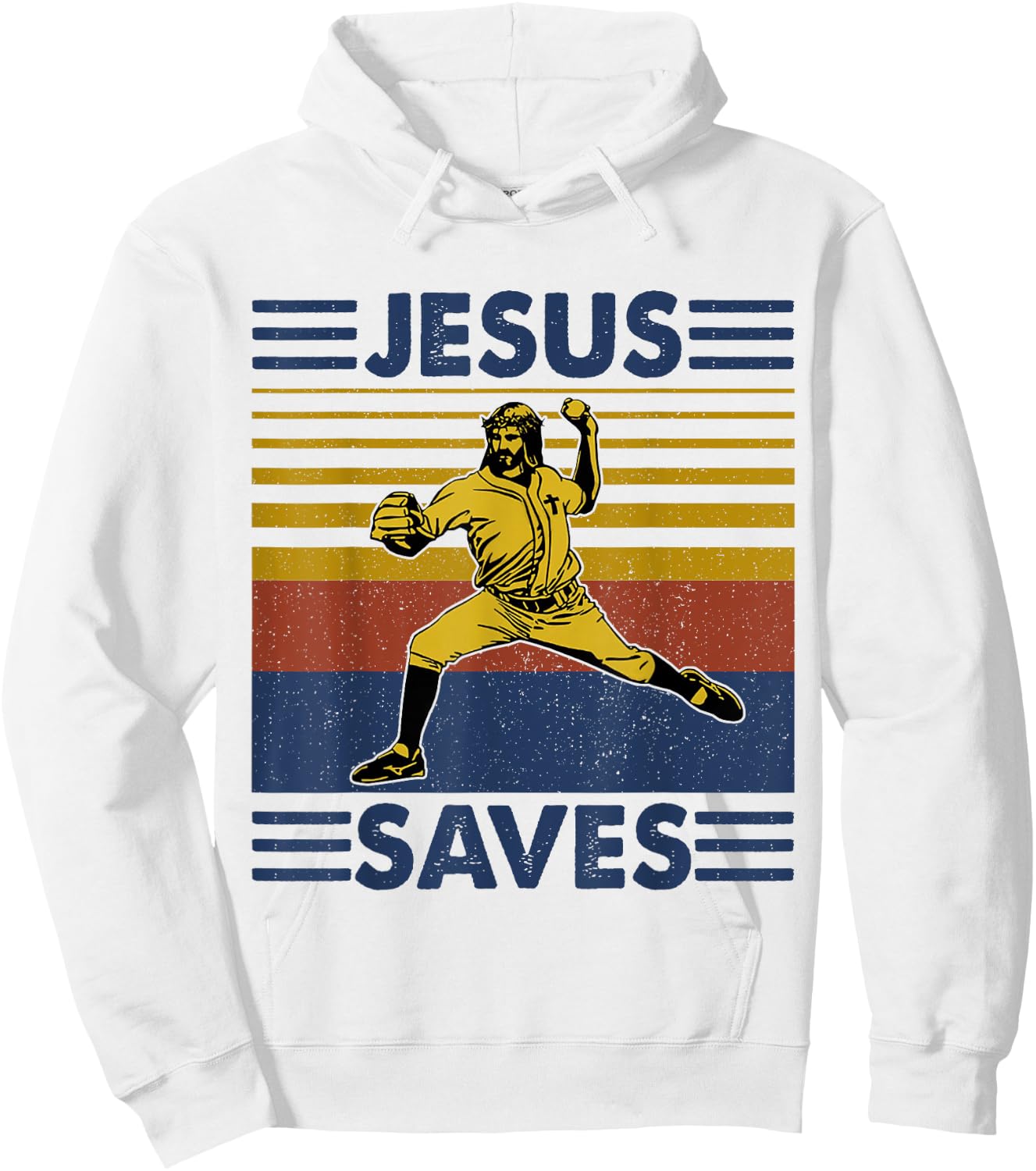 Jesus Save Funny Jesus Playing Baseball Hoodie - Hoodie | White