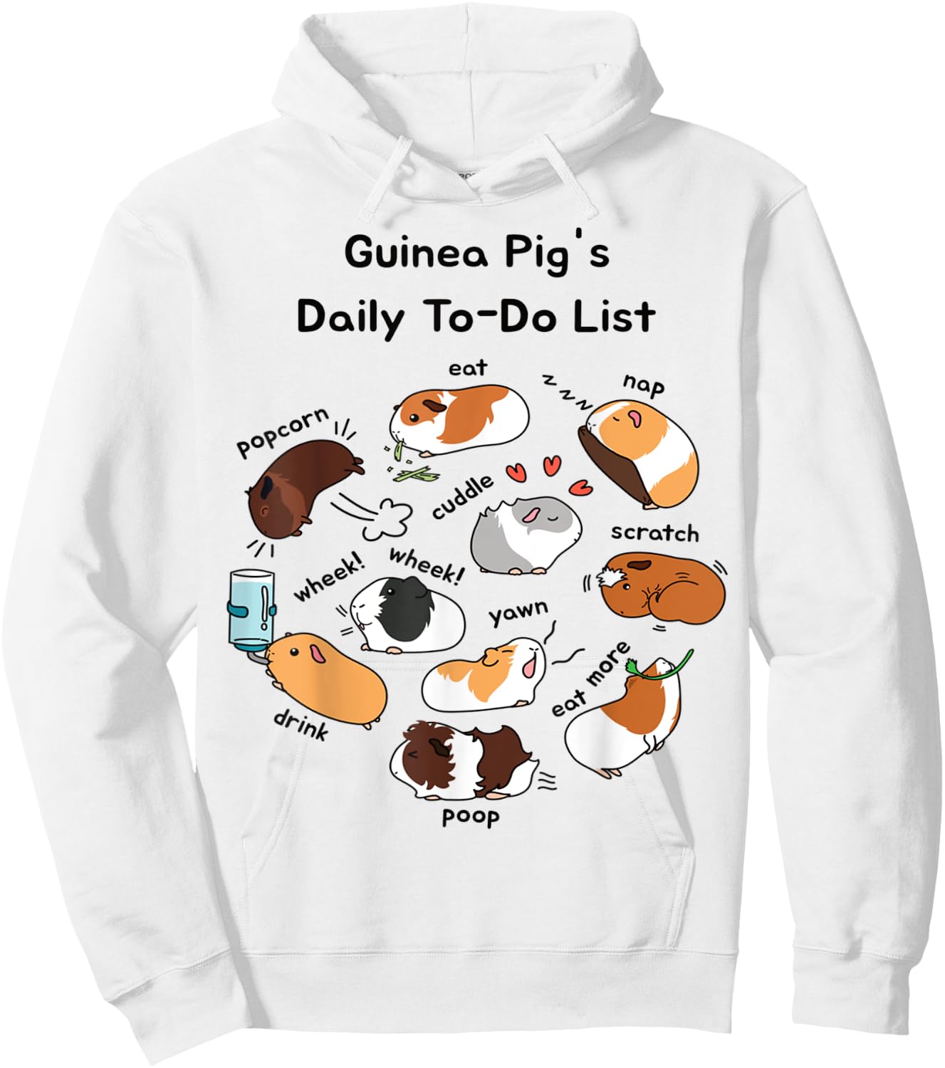 Guinea Pig Daily To-Do List Funny Cute Guinea Pig Lover Hoodie - Hoodie | White