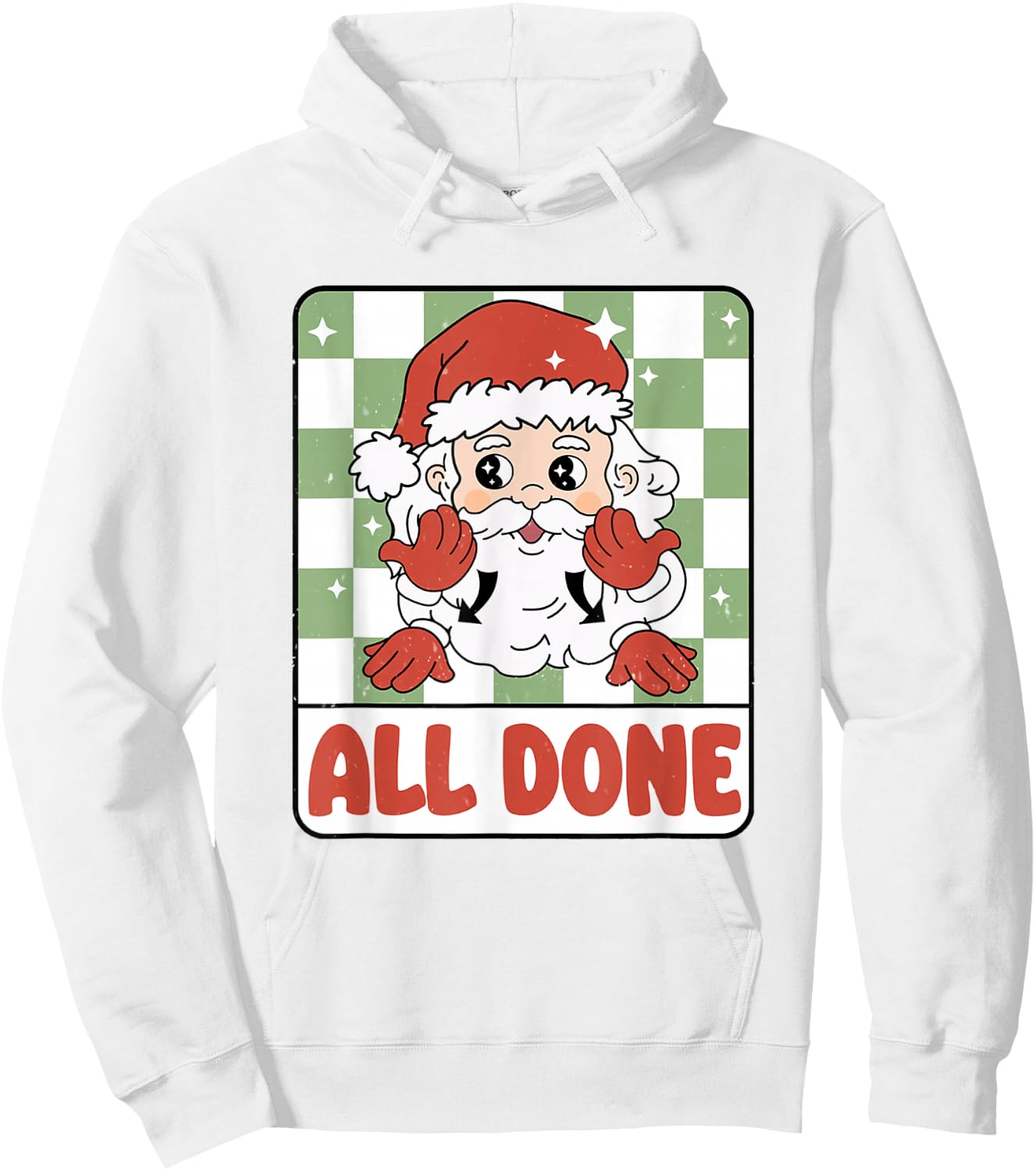 Retro Speech Therapy Christmas SLP All Done Sign Language Hoodie - Hoodie | White