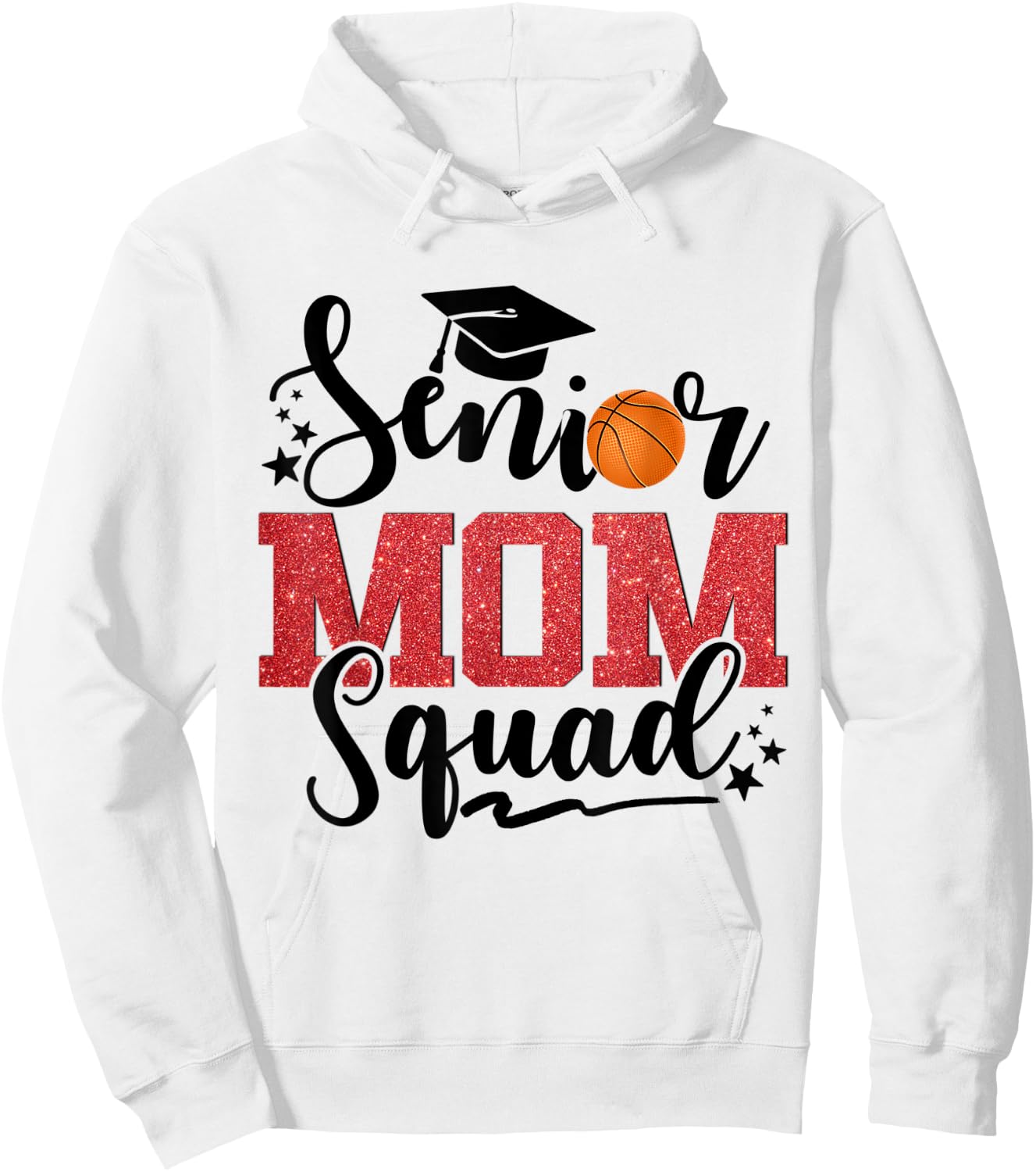 Senior Mom Squad Basketball Hoodie - Hoodie | White