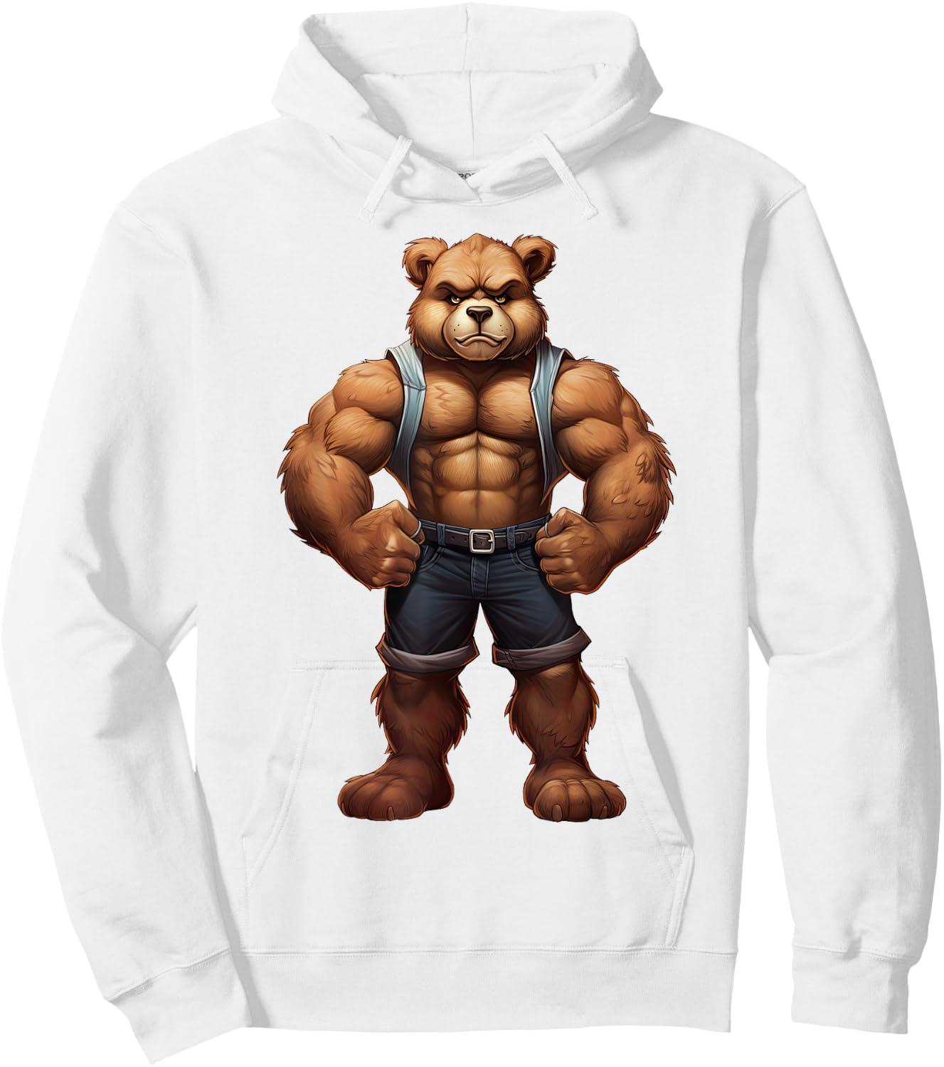 Teddy Bear Bodybuilder Muscular Body Gym Fitness Hoodie - Hoodie | White
