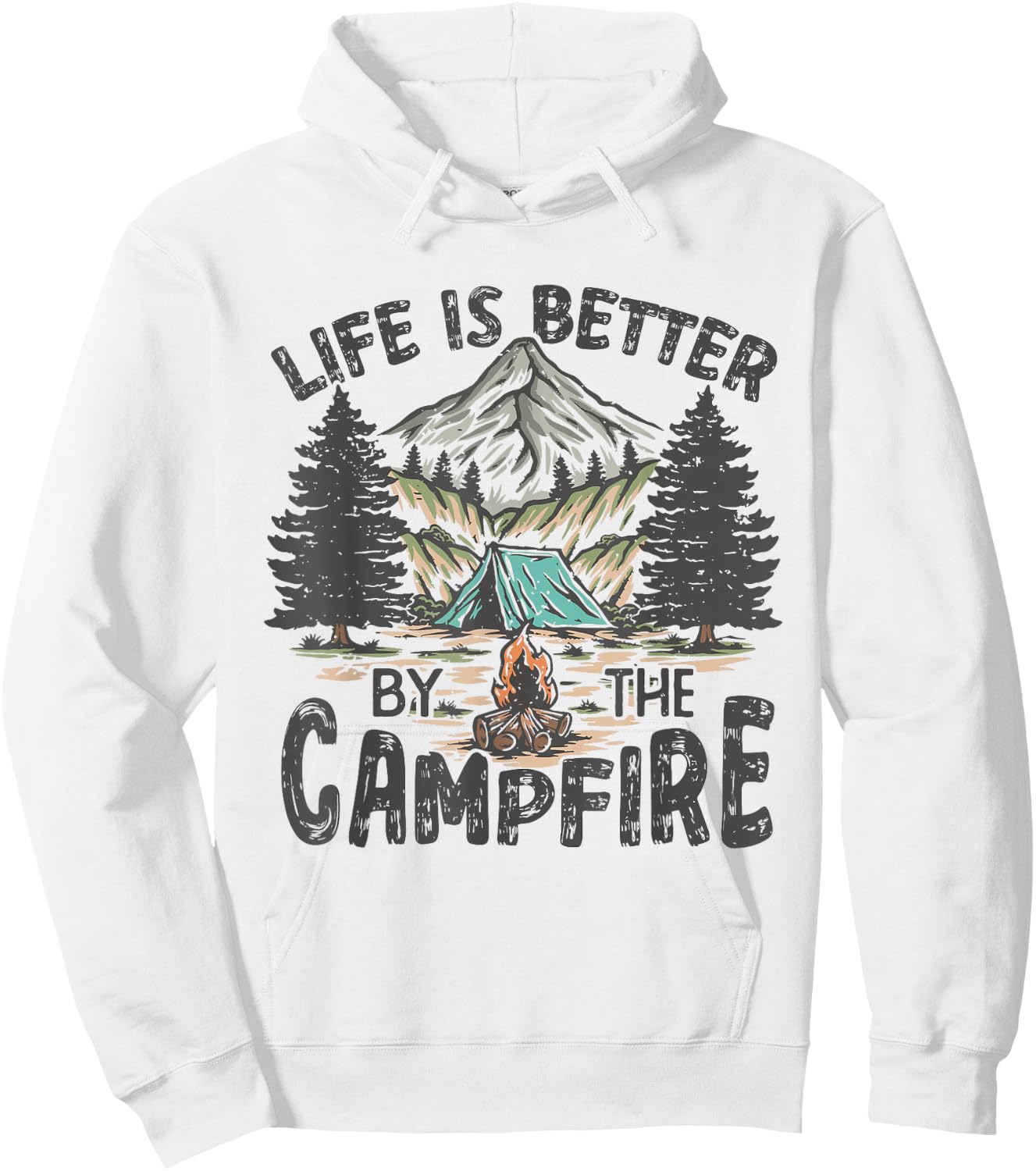 Vintage Retro Life is Better Around The Campfire Camping Hoodie - Hoodie | White