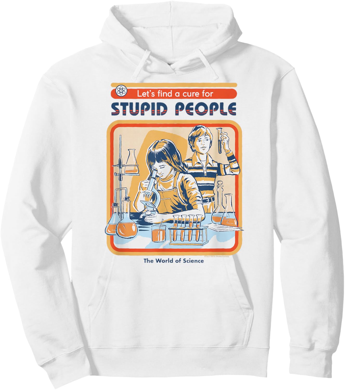 Steven Rhodes Let's Cure Stupid People Lab Retro Dark Humor Hoodie - Hoodie | White