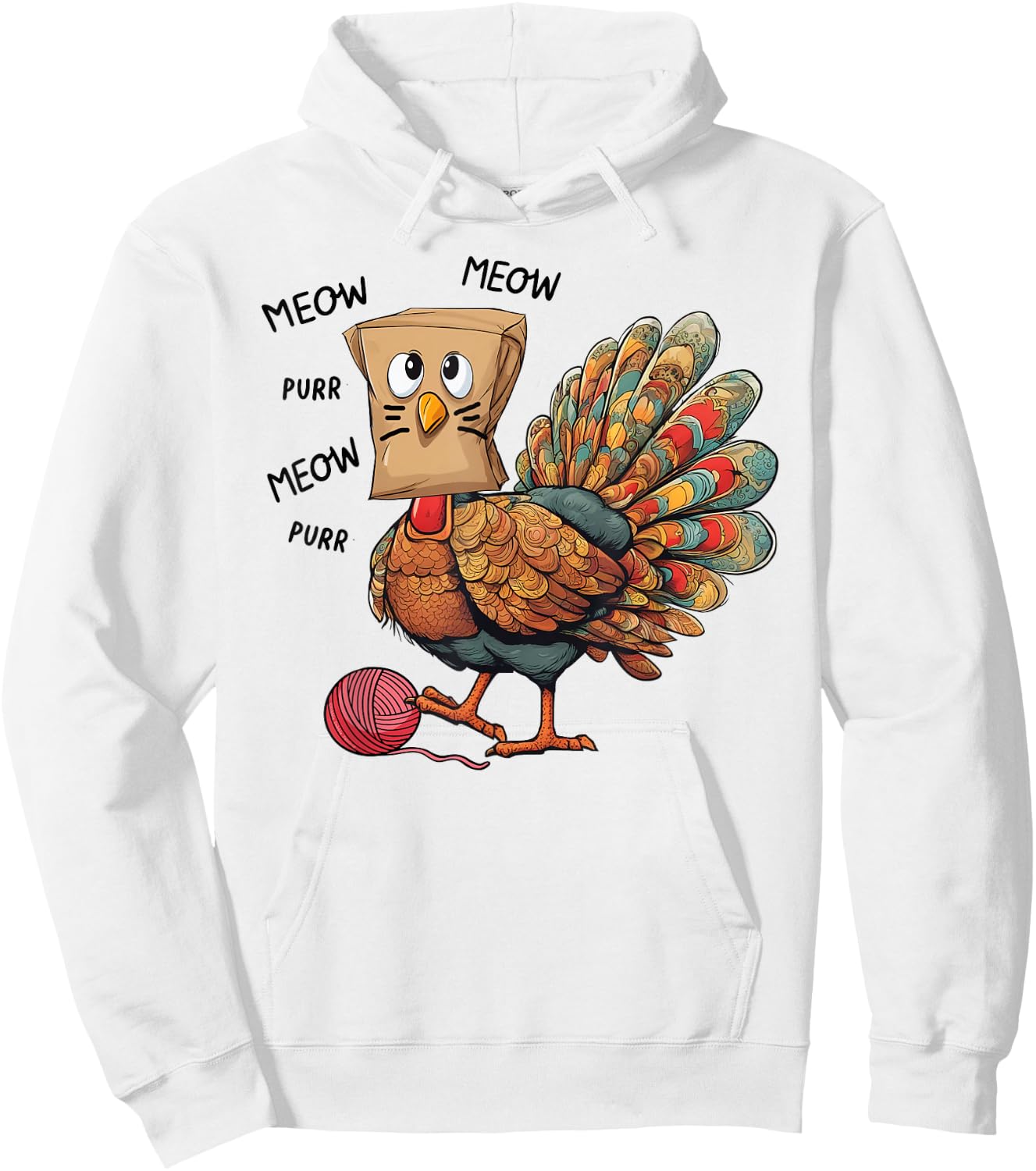 Thanksgiving Turkey Meow I'm a Cat Funny Thanksgiving Women Girls Kids Hoodie - Hoodie | White