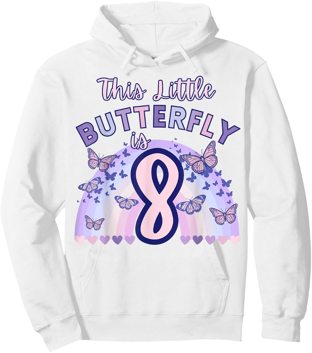 8th Birthday Butterfly Eight Years Old Pastel Purple Pink Hoodie - Hoodie | White