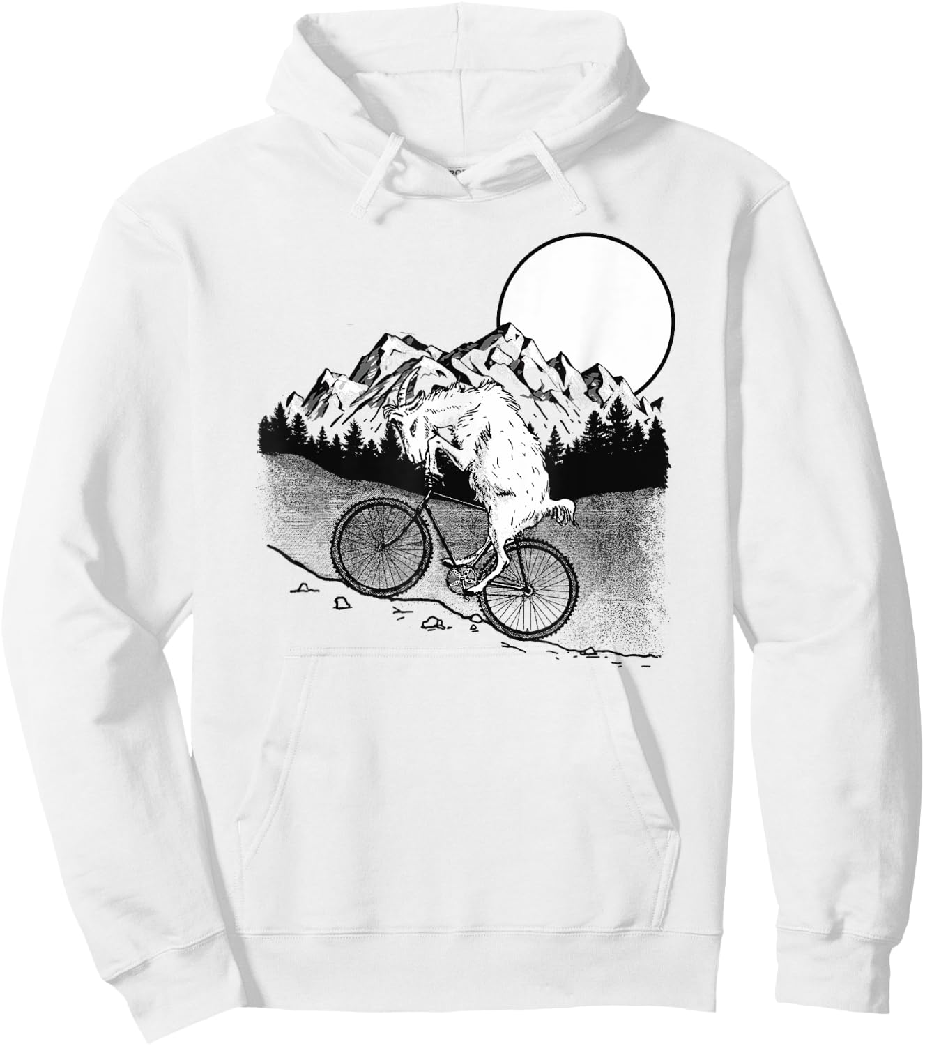 Mountain Goat Funny Mountain Biking Goat Biker Vintage 80s Hoodie - Hoodie | White